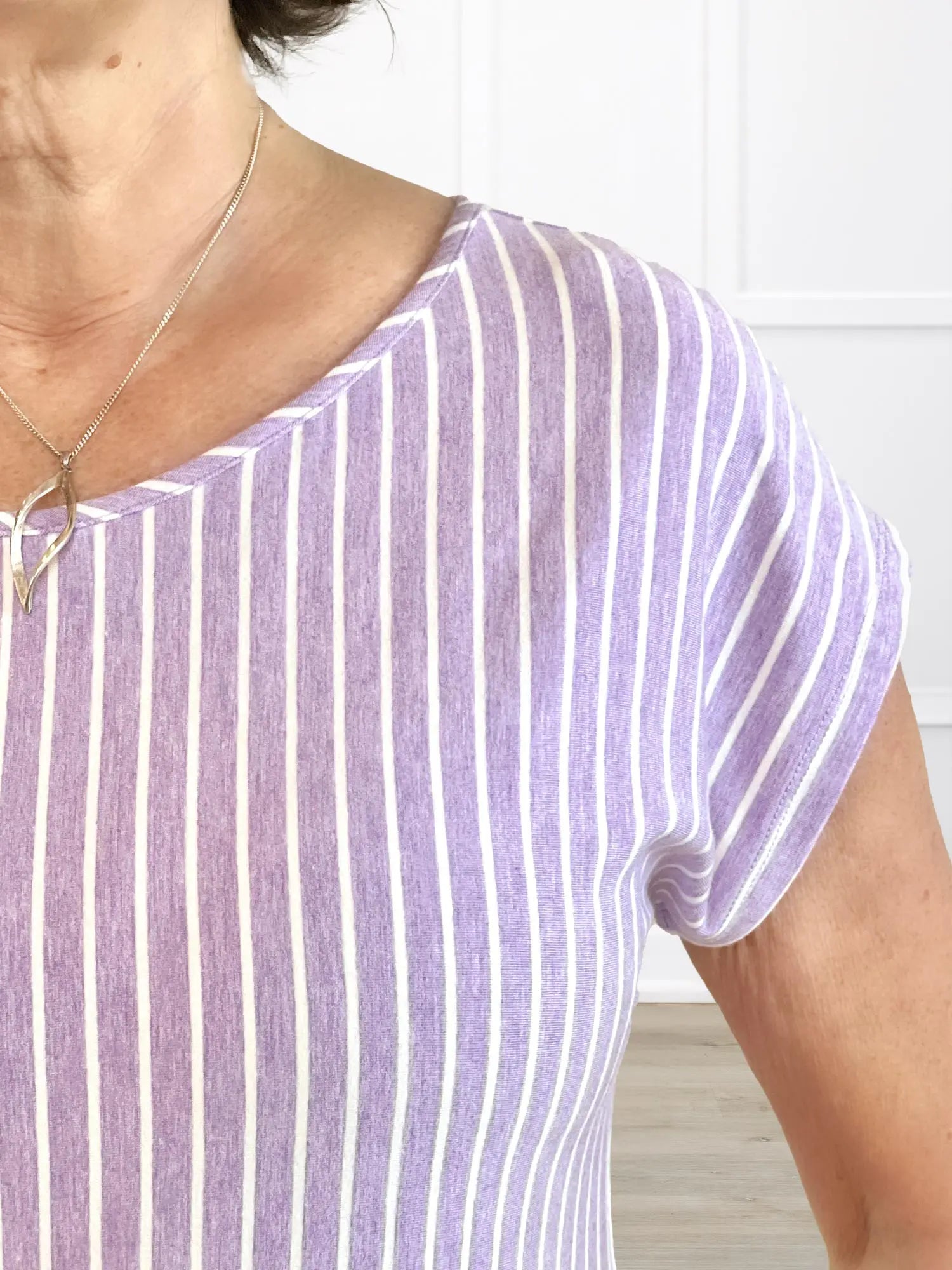 A closeup detail shot of the neckline of Miik&