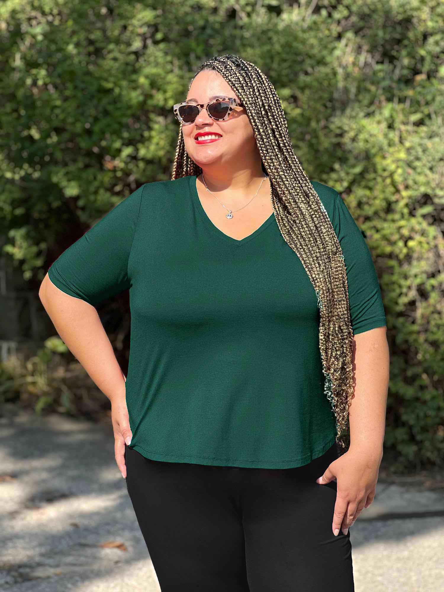 Gracelyn v neck classic tee pine for women plus size in 309e143f 573f 4f49 9596 5c83f8eec155