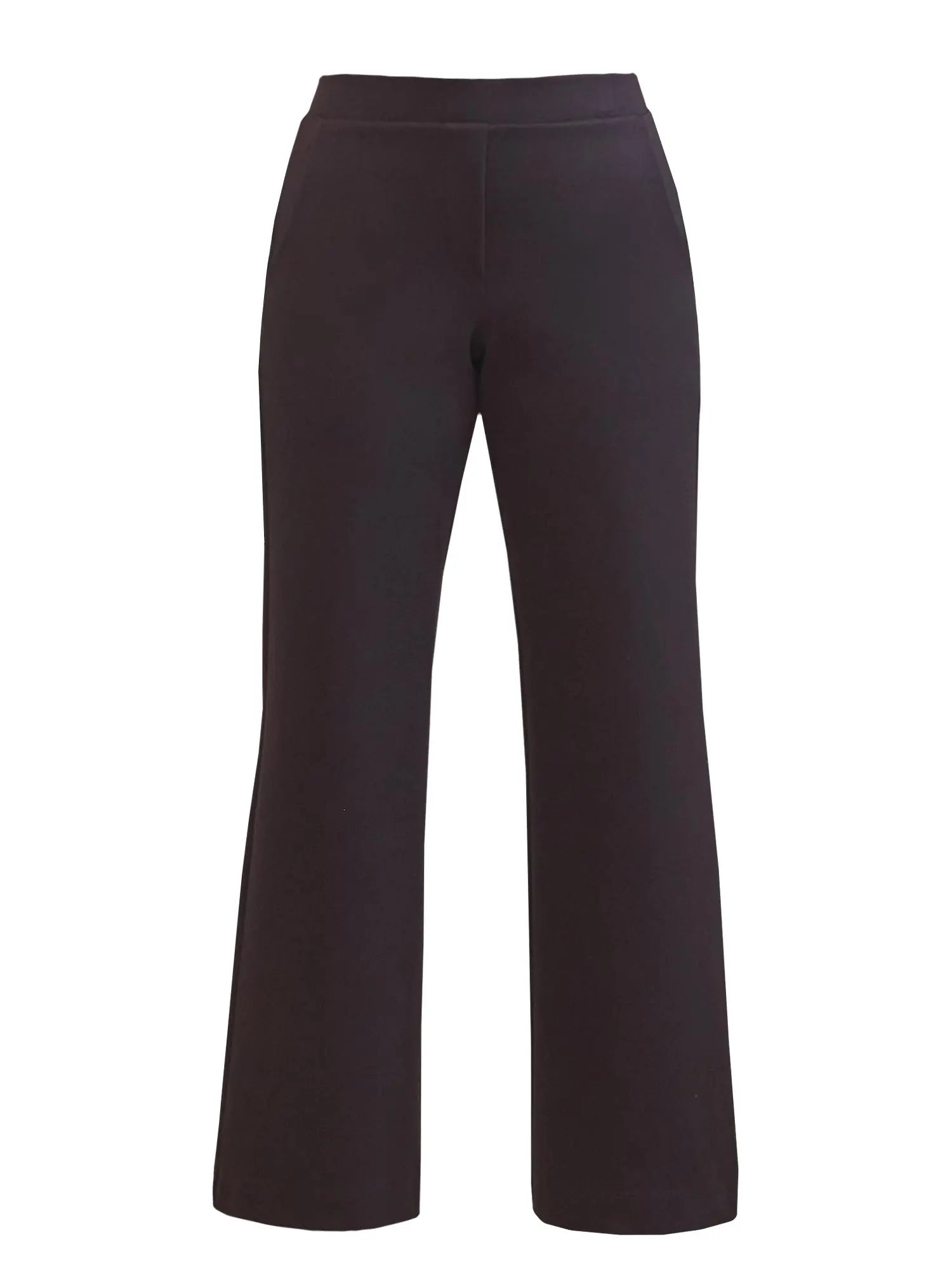 Dark brown petite pants on a white background