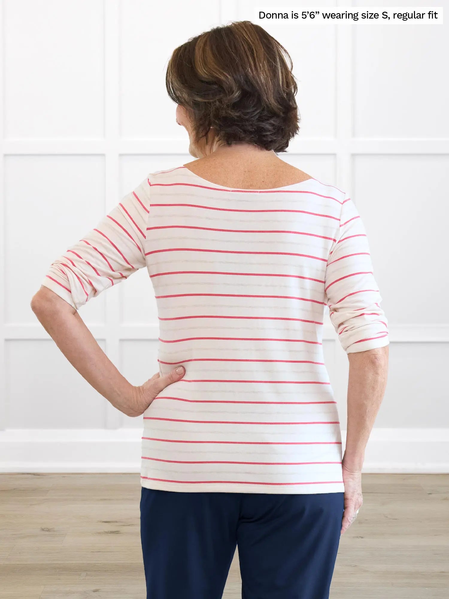 Miik founder Donna (5’6”, small) standing with her back towards the camera showing the back of Miik&