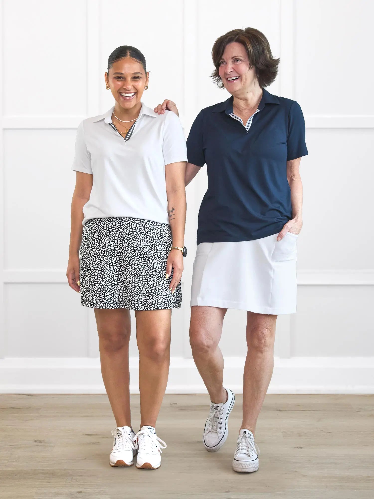 Miik model Meron and founder Donna smiling both wearing Miik&