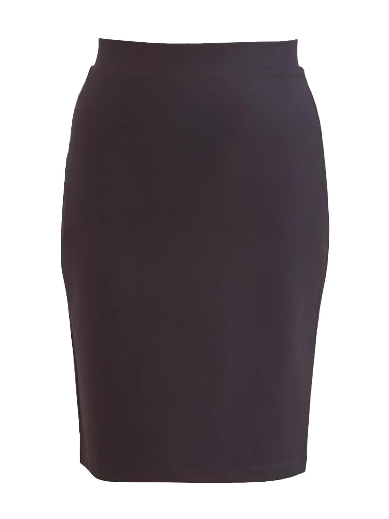 Dark brown pencil skirt on a white background