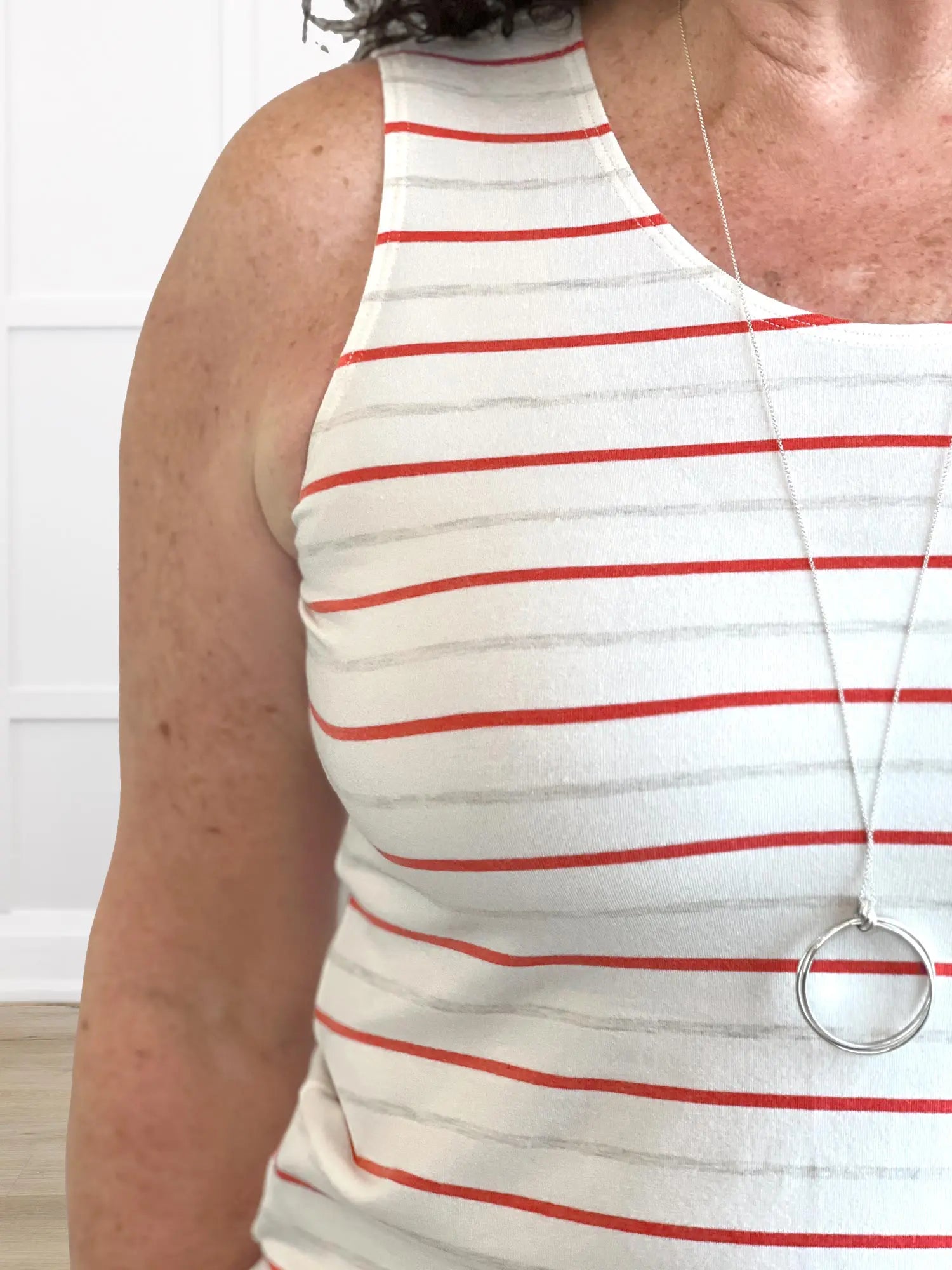 A closeup detail shot of the neckline of Miik&