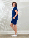A gif image of Miik's founder Donna showing the open back of the new Miik's Tanya short sleeve romper