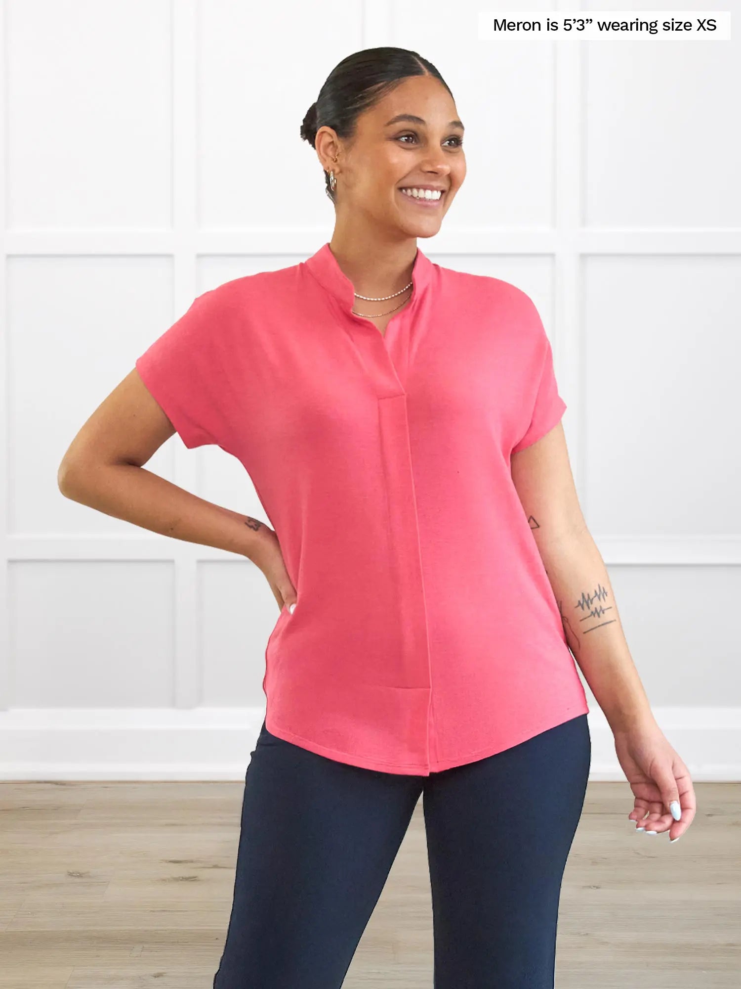 Yasmina band collar blouse