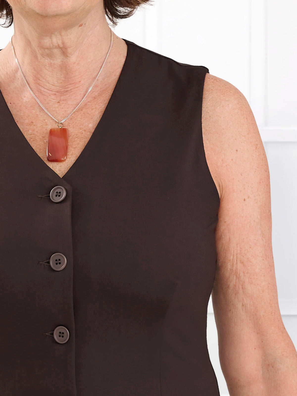 Alba tailored stretchy vest for women in Dark chocolate