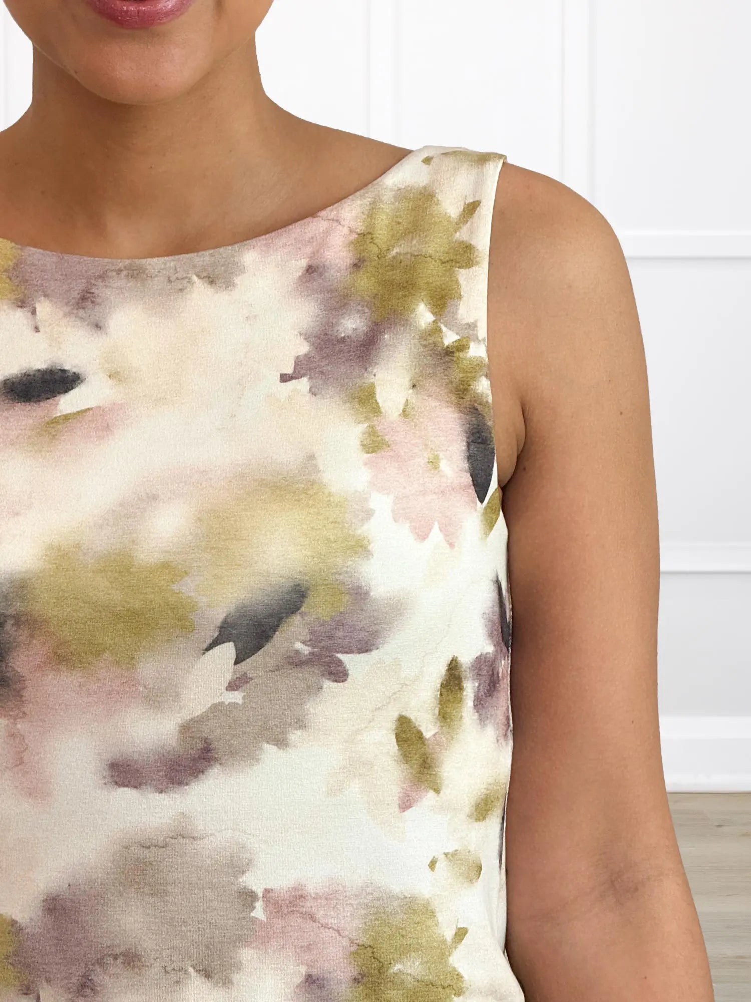 Amina reversible neckline shel bra tank for women in Rosewater