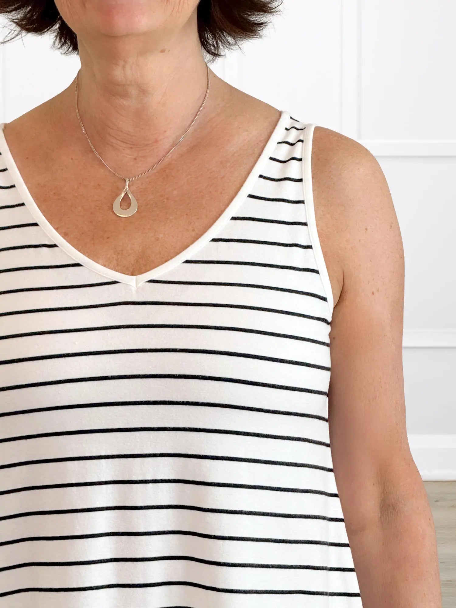 Codi reversible neckline flowy tank for women 00 in Newport stripe