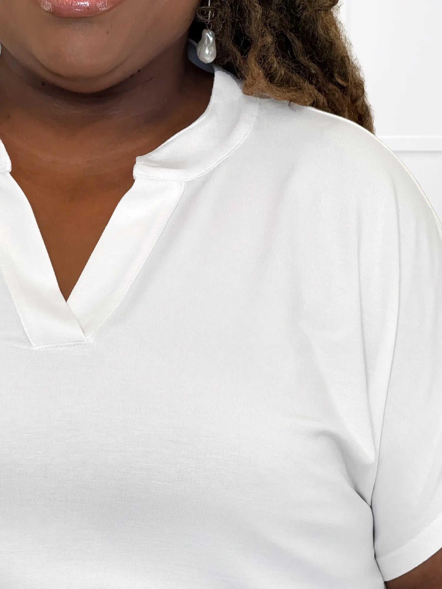 Cynthia band collar blouse for women in White