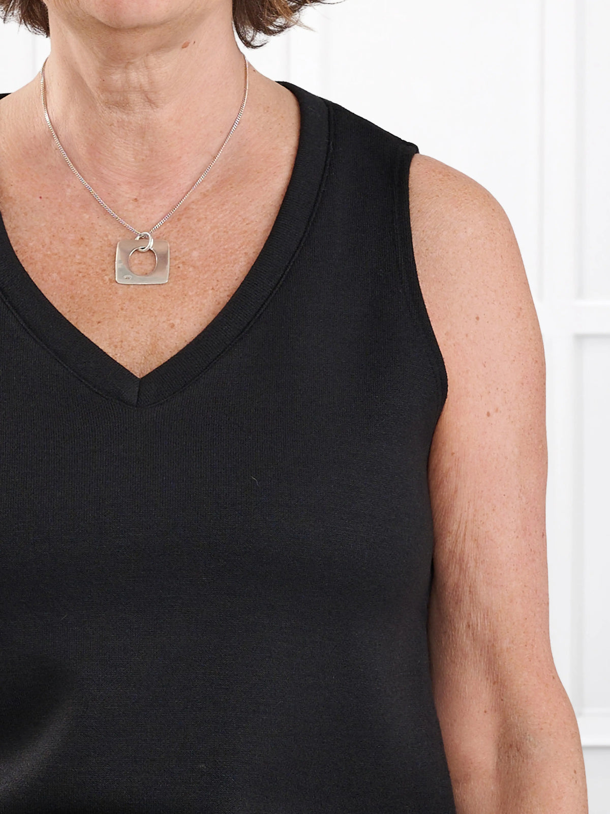 Dory v neck sweater vest for women in Black