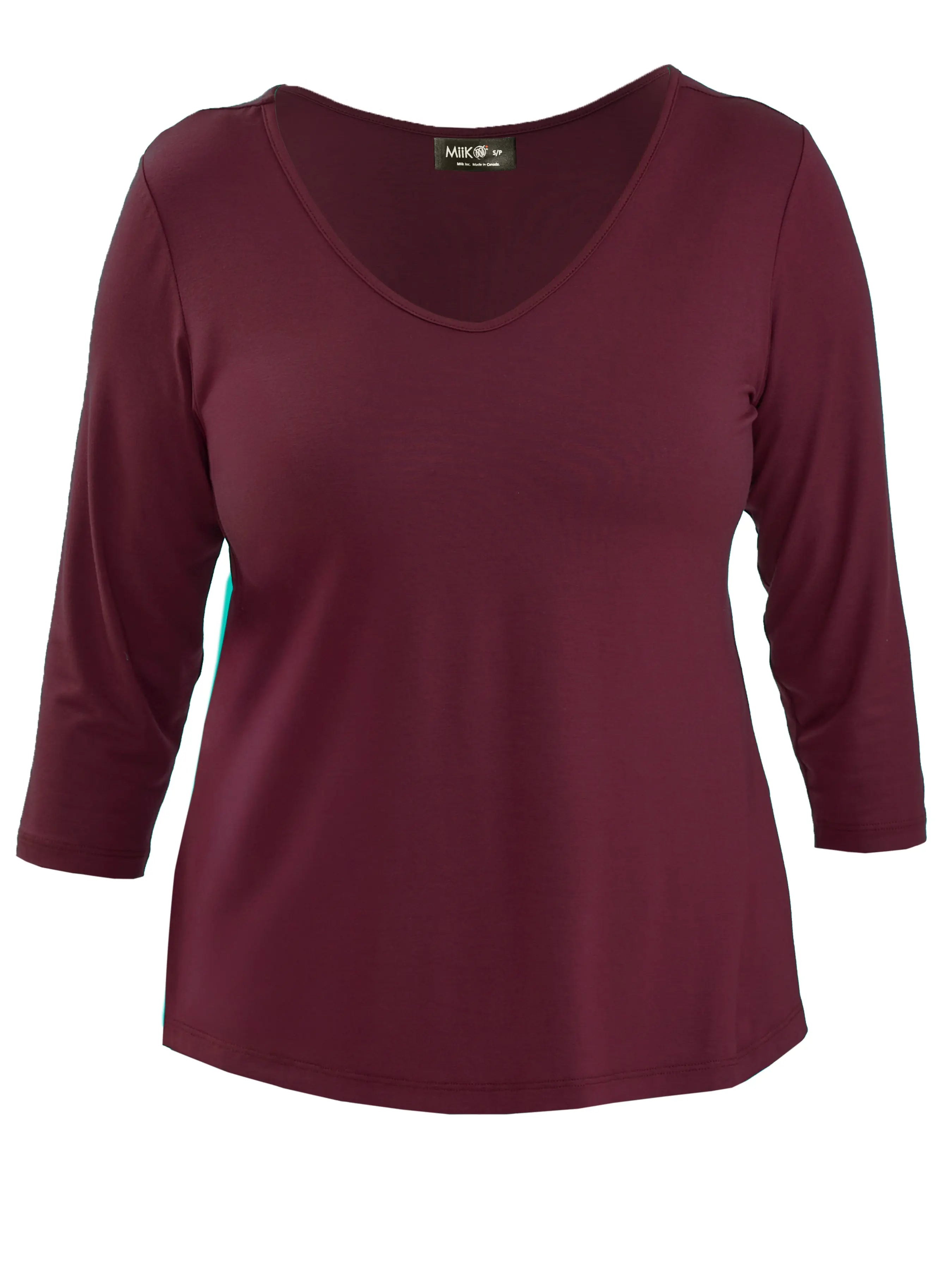 Fran reversible neckline sleeve top for women in Merlot