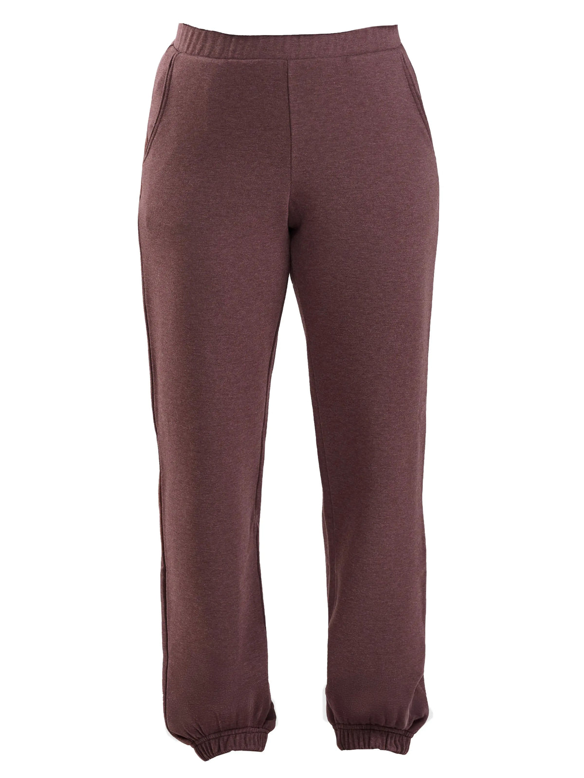 Jaylinn mid rise fleece jogger for women in Brown melange