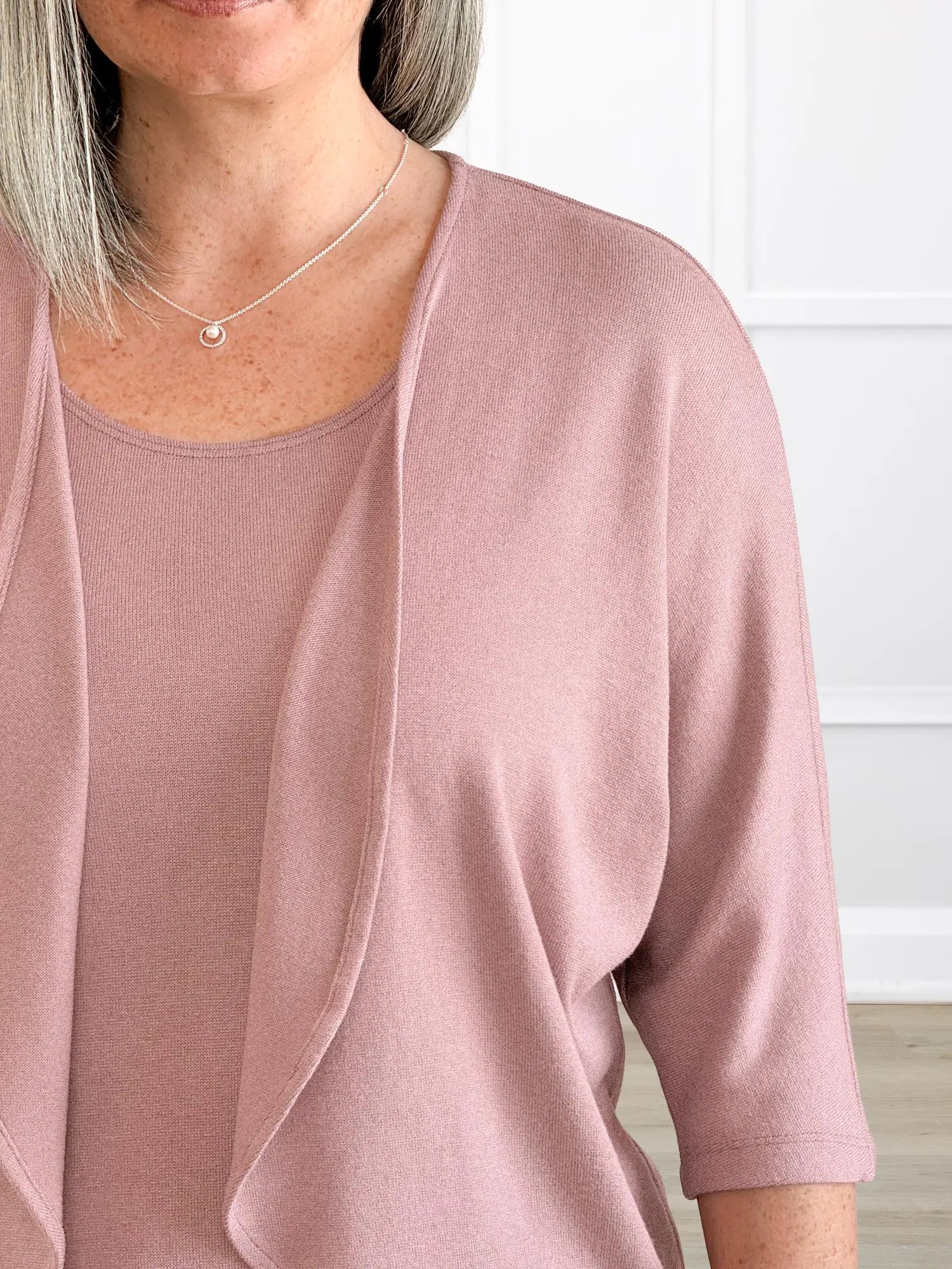 Jovi sweater knit bolero cardigan in Rose mauve
