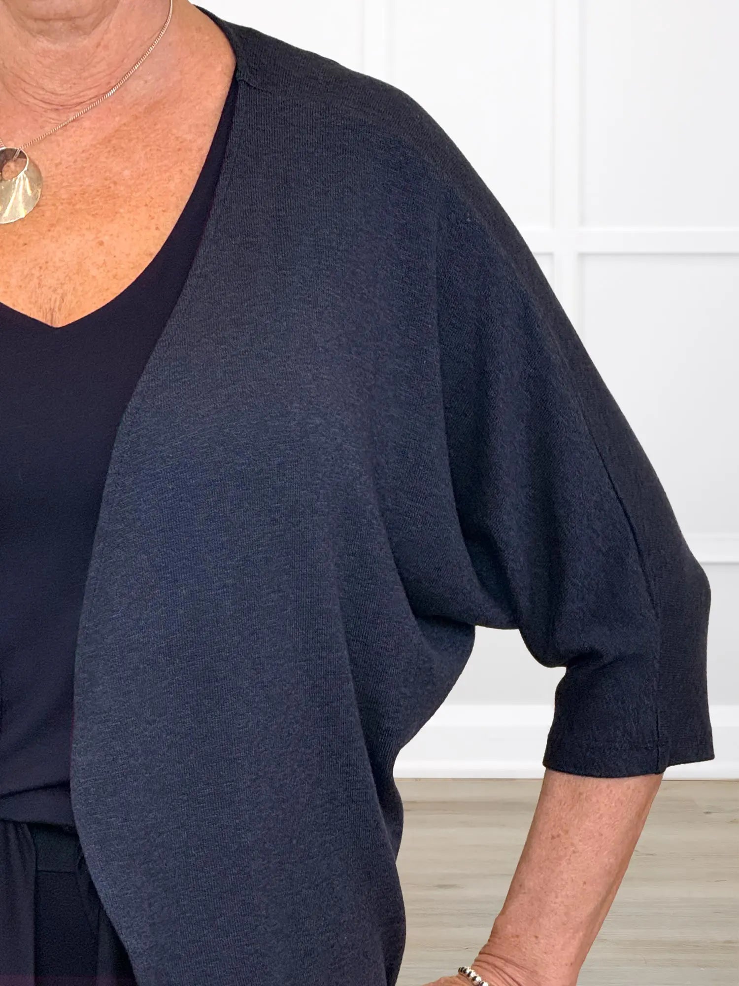 Jovi sweater knit bolero cardigan for women in Midnight blue
