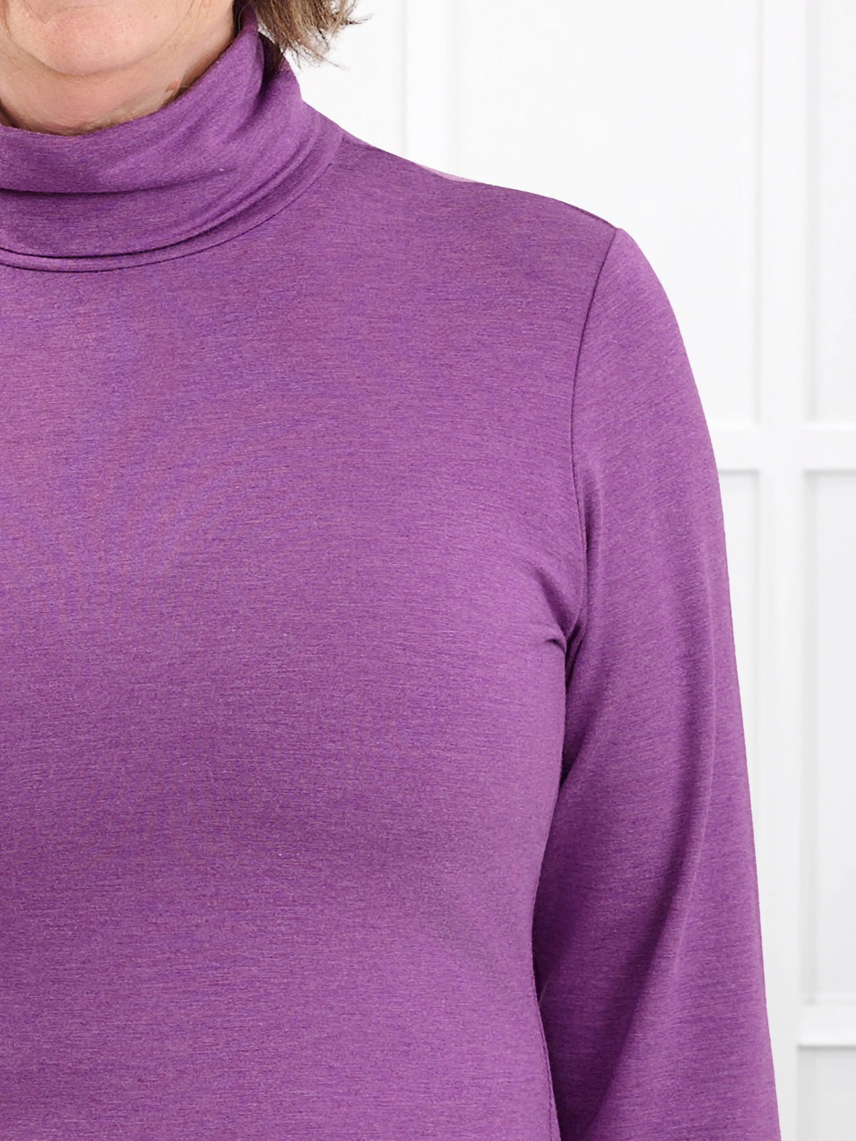 Kerry turtleneck top for women in Lupin melange