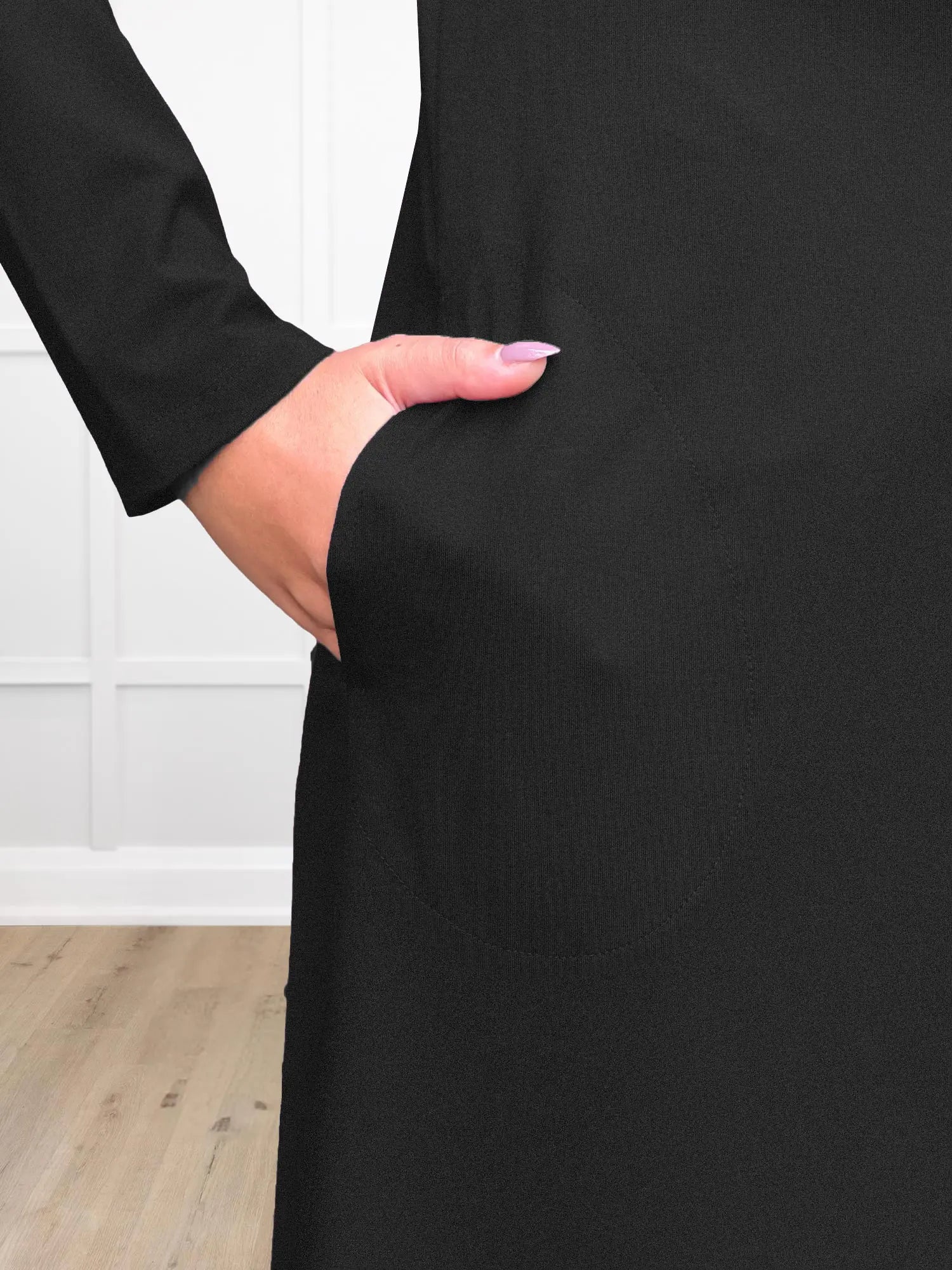 Larissa duster cardigan with pockets for women in Black