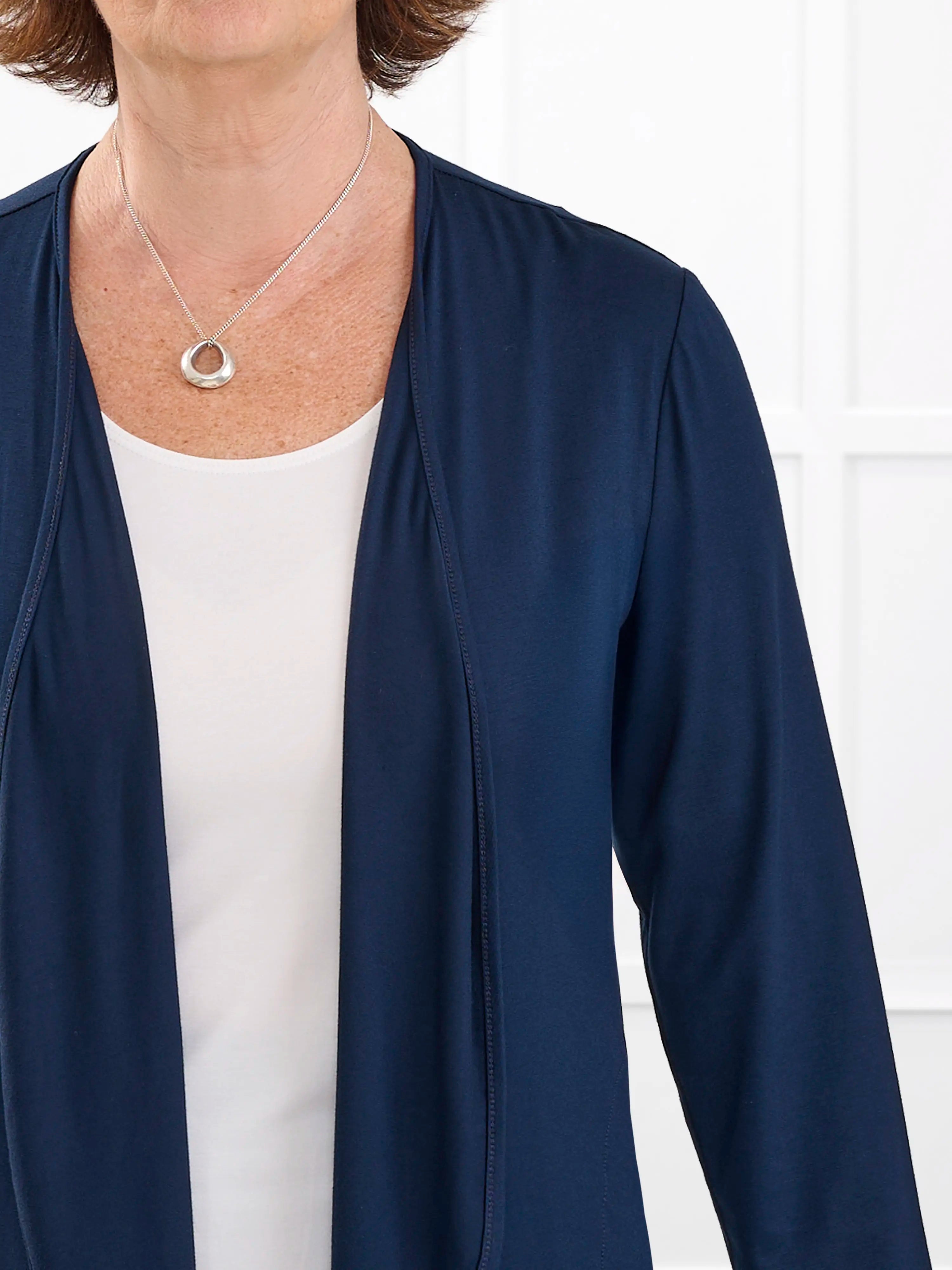 Lilah waterfall cardigan with pockets for women in Navy