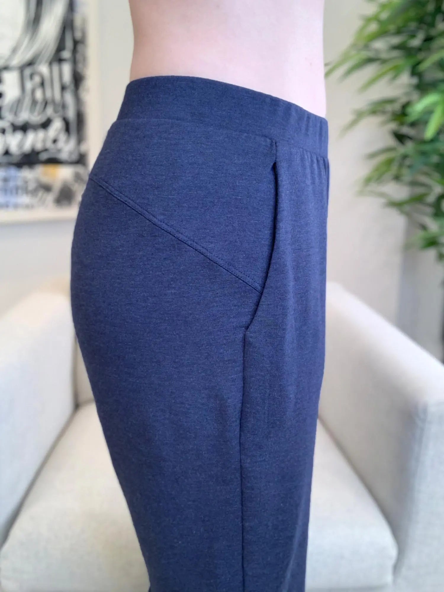Linaya luxe fleece jogger for women in Navy melange