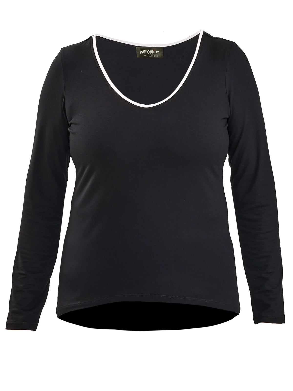 Liv v neck long sleeve top for women in Black white