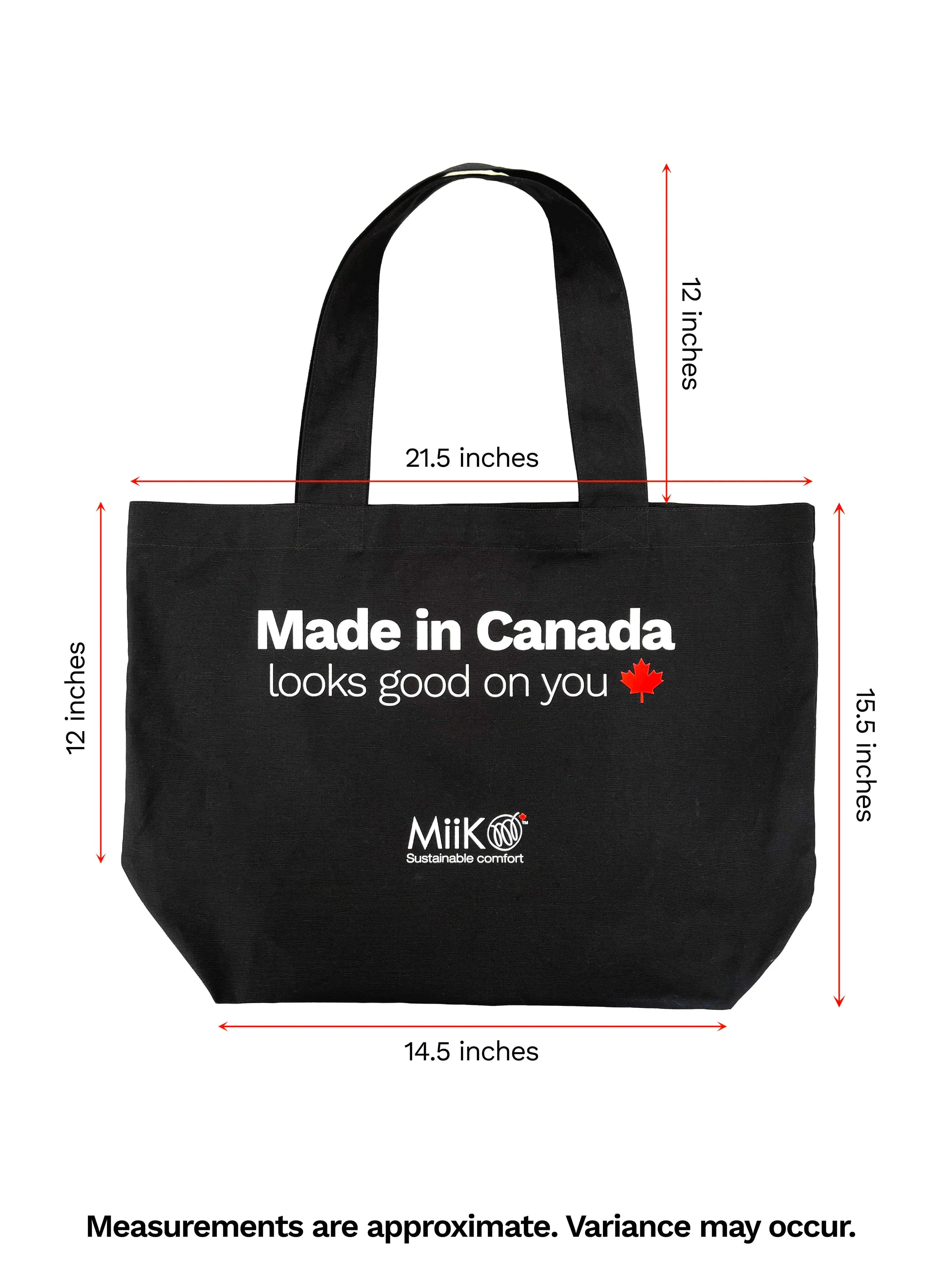 Black tote bag with &