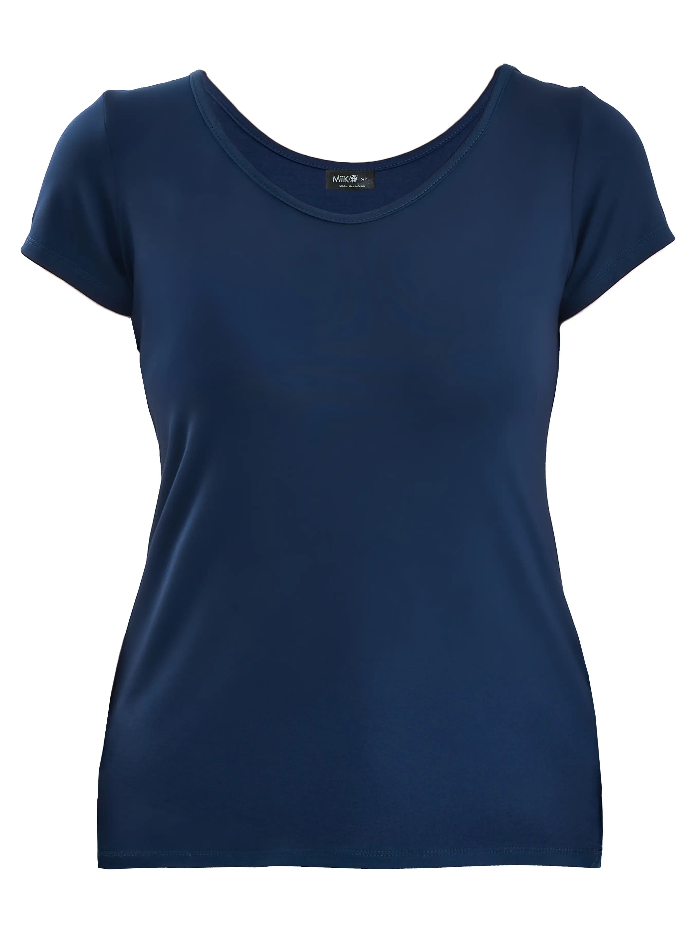 Marianna reversible neckline classic tee for women in Navy