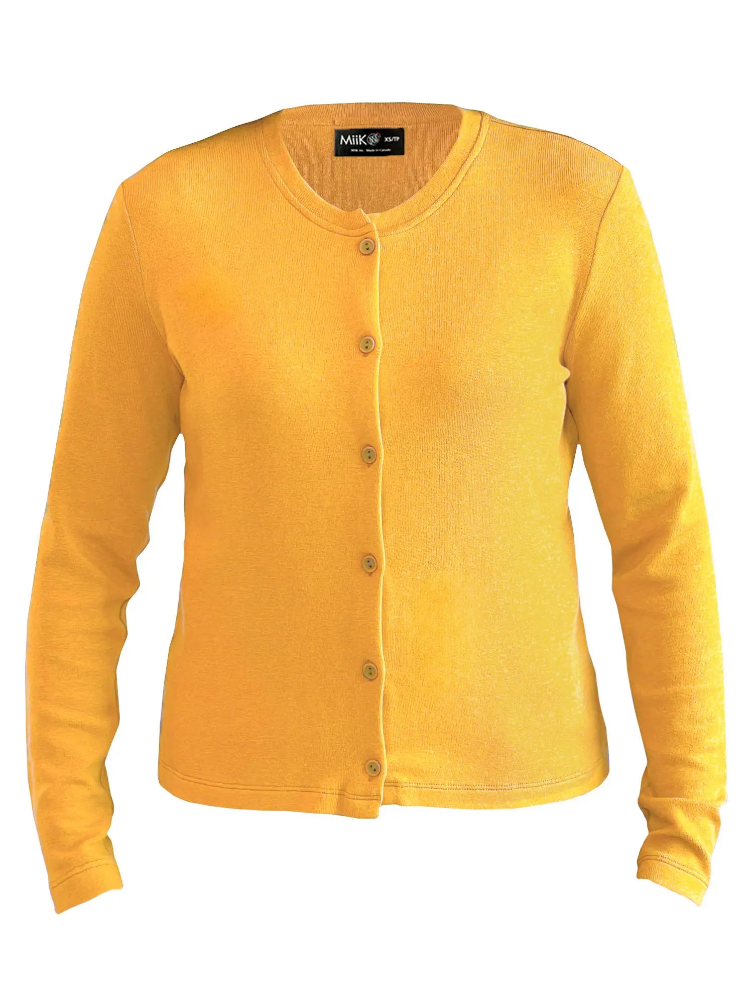 Maribel crewneck sweater knit cardigan in Daffodil