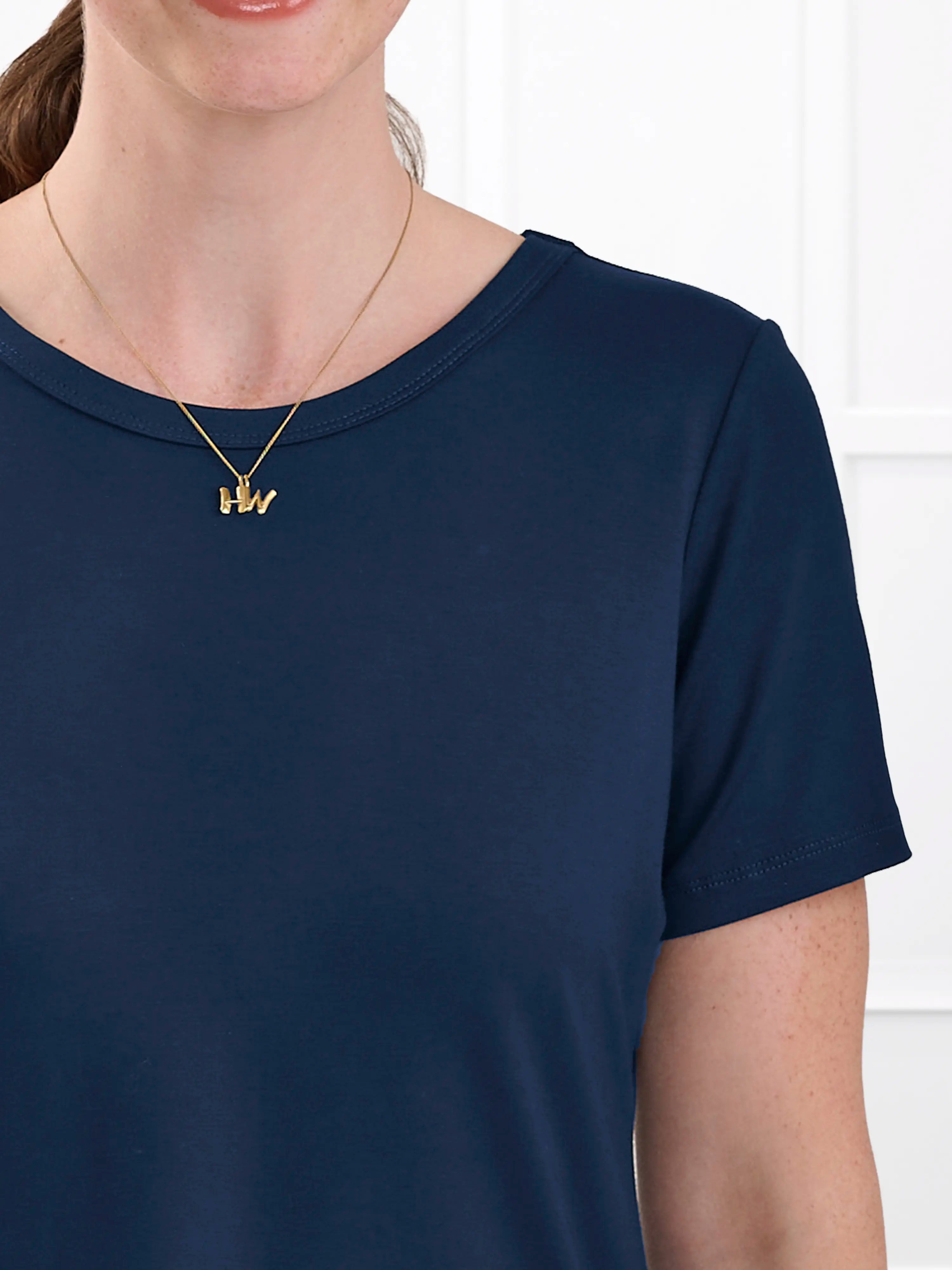 Marissa half sleeve crewneck tee for women in Navy
