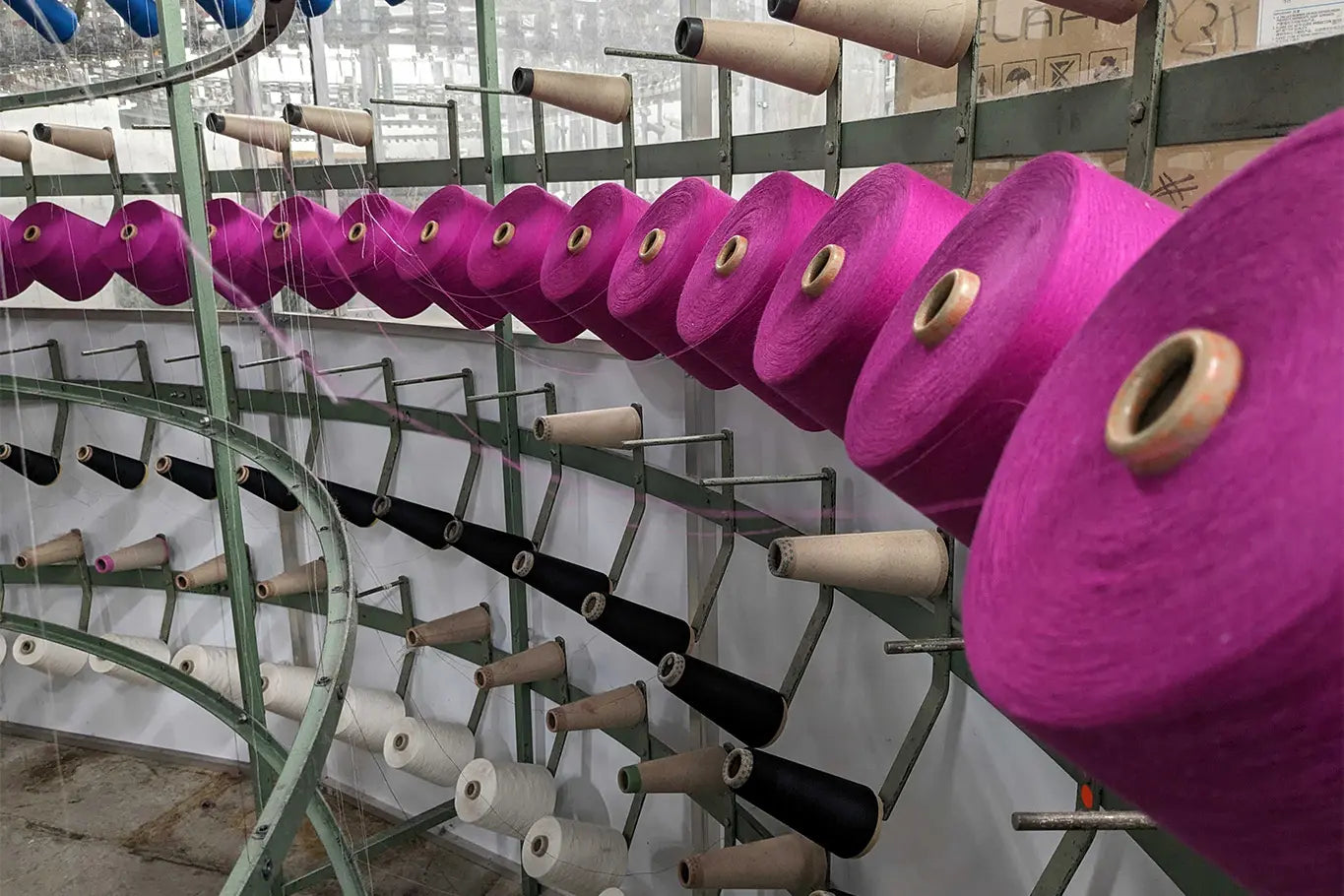 Close up of Miik fabric being custom milled in Canada.