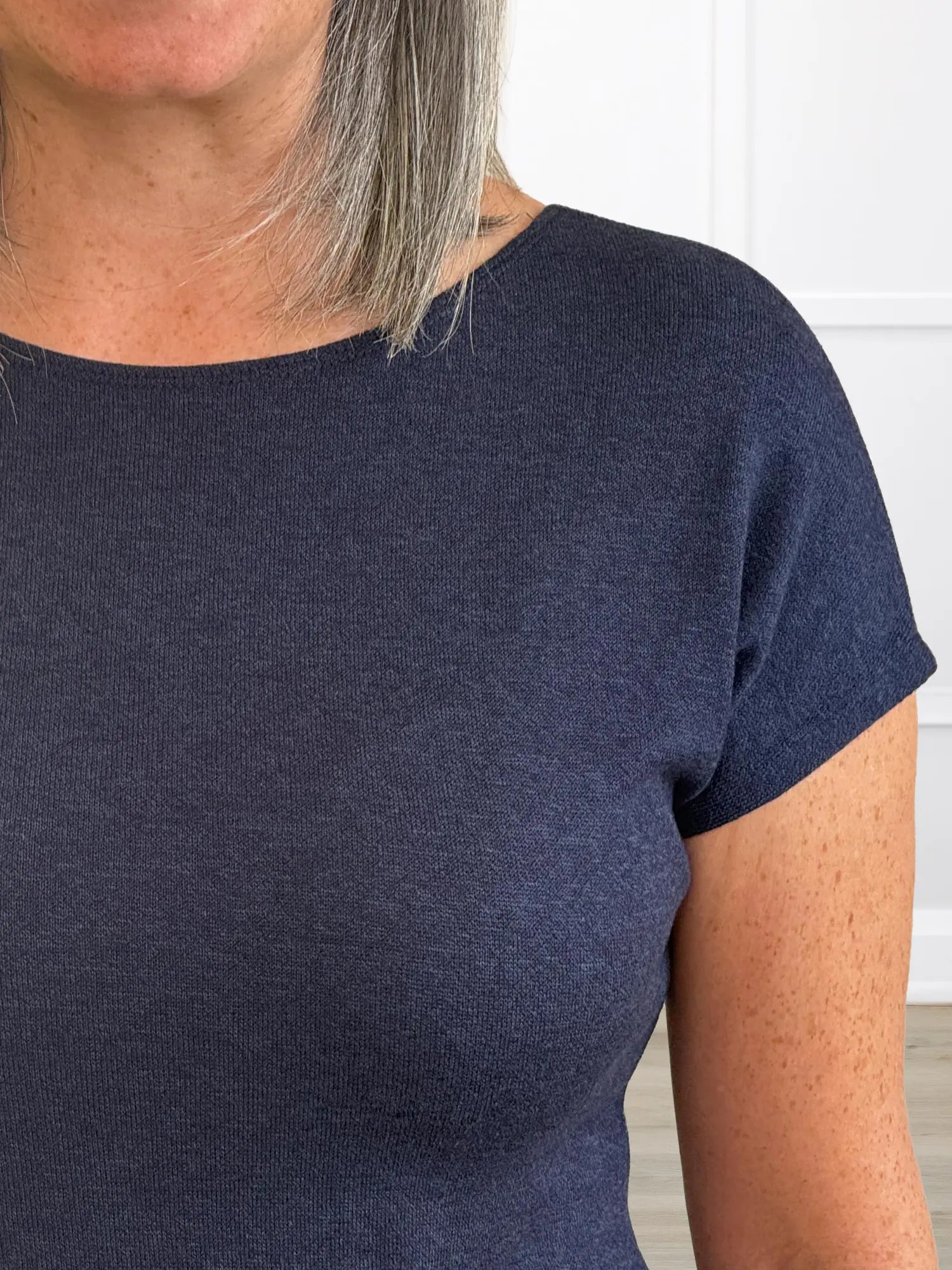 Mimi reversible neckline dolman top for women in Midnight blue