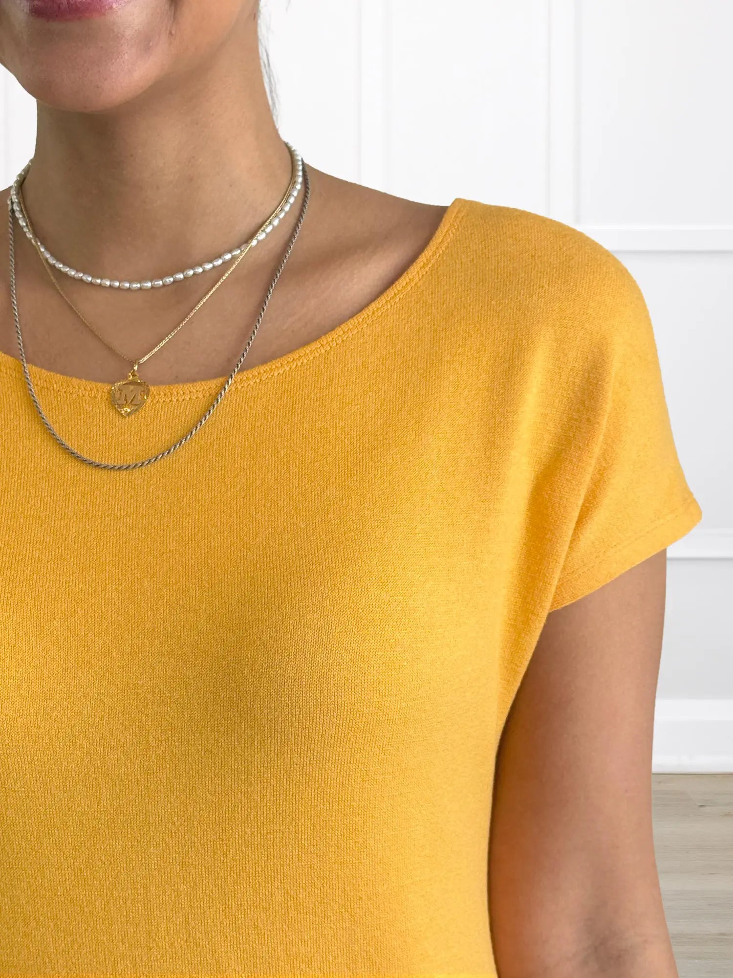 Mimi reversible neckline dolman top for women in daffodil