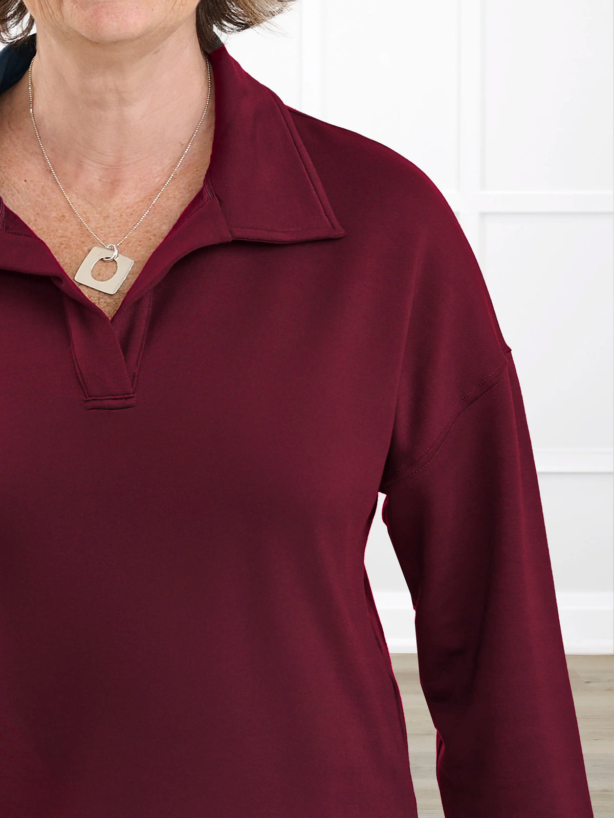 Odell fleece polo sweatshirt for women in Merlot