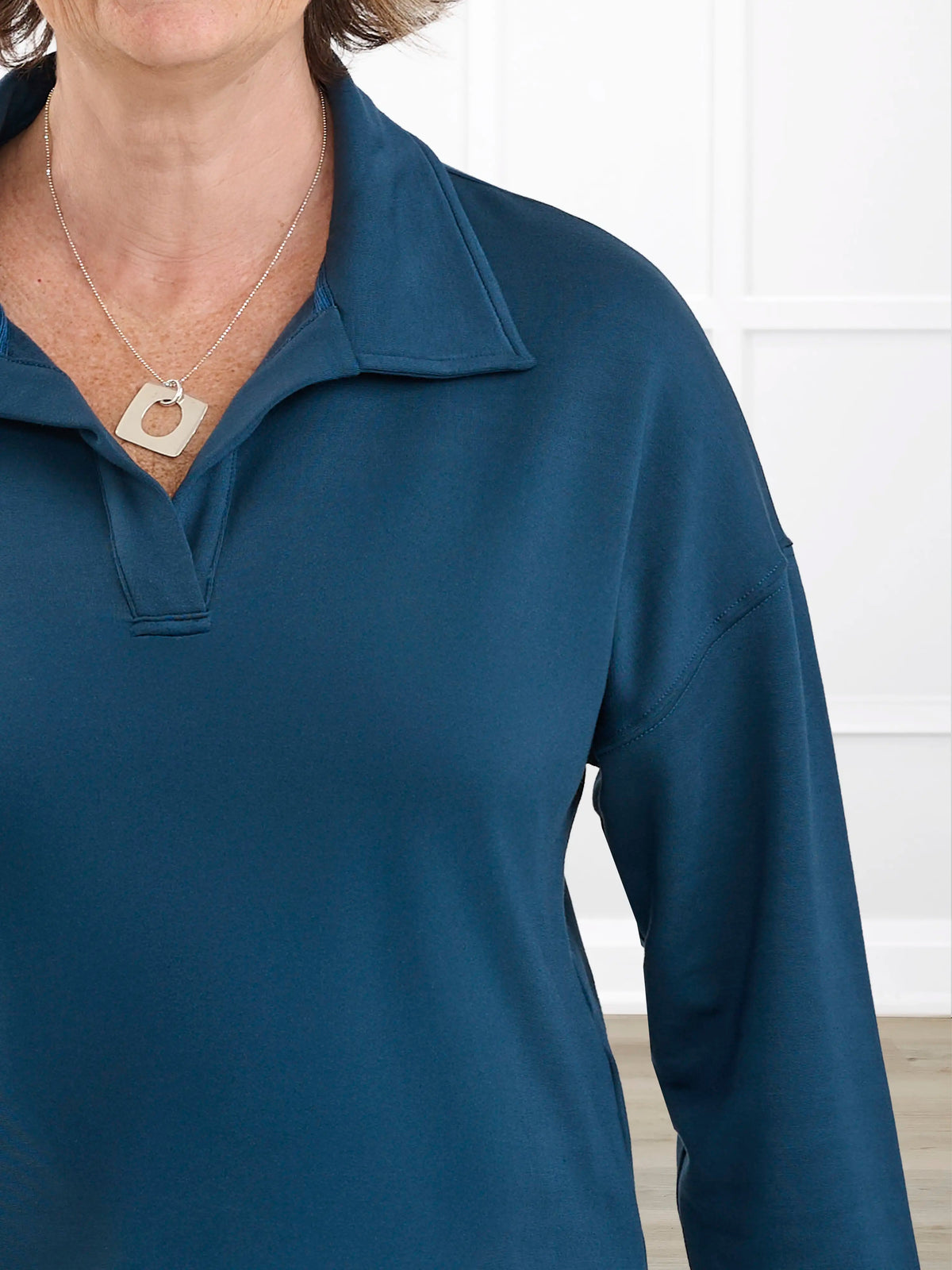 Odell fleece polo sweatshirt for women in Atlantic