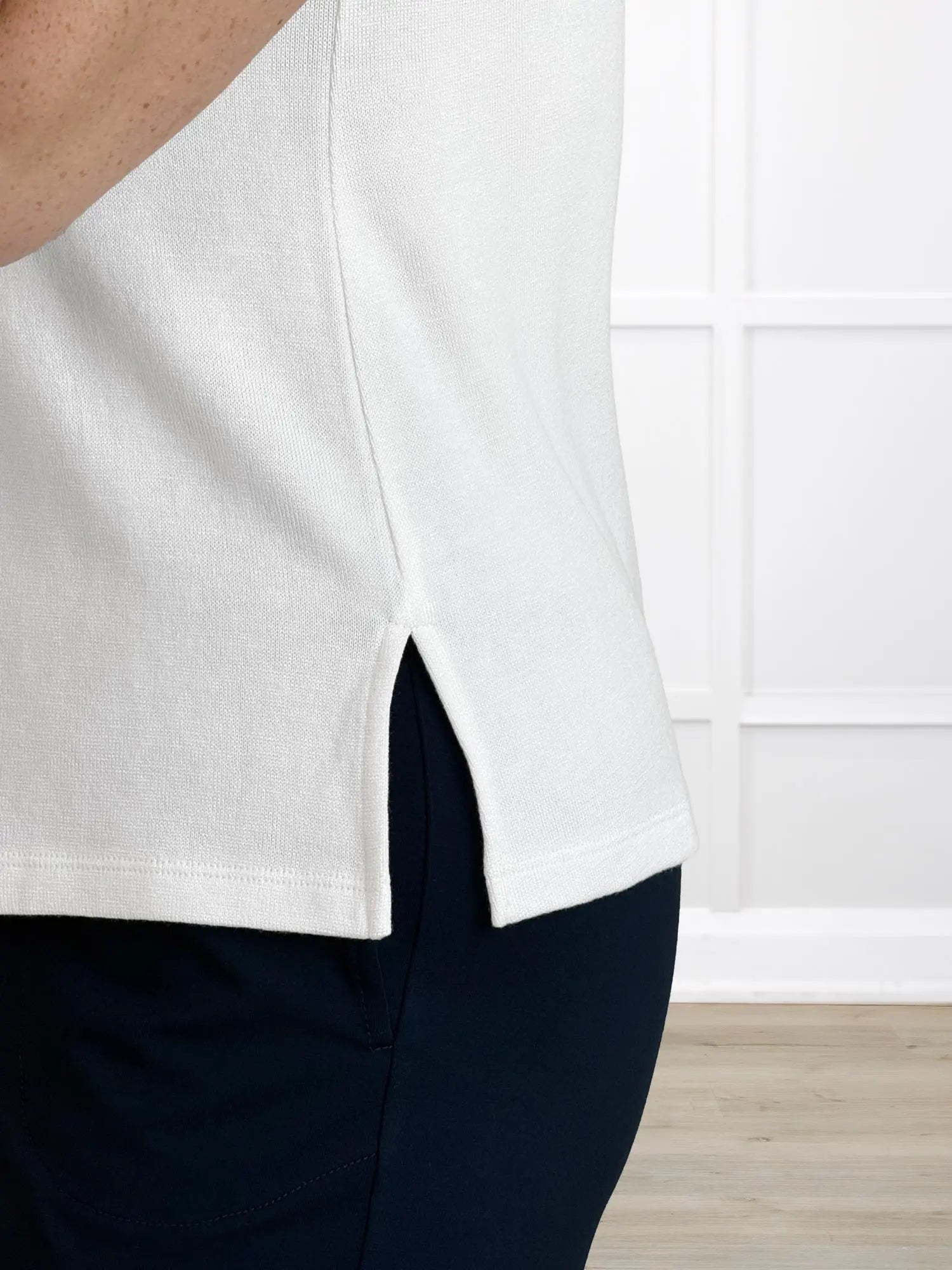 Ricki reversible neckline sweater knit tank in Ivory