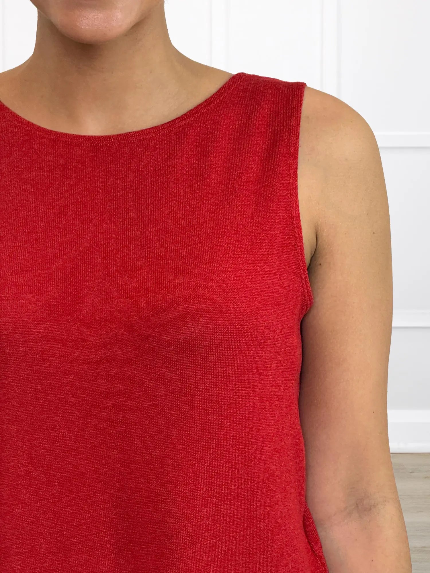 Ricki reversible neckline sweater knit tank for women in Chili
