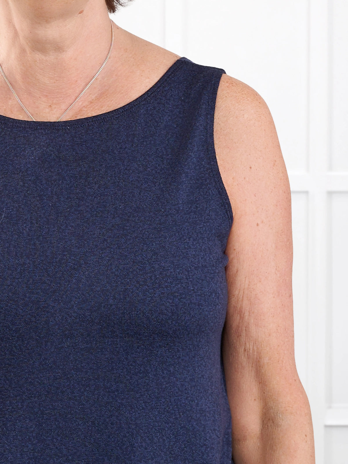 Ricki reversible neckline sweater knit tank for women in Midnight blue