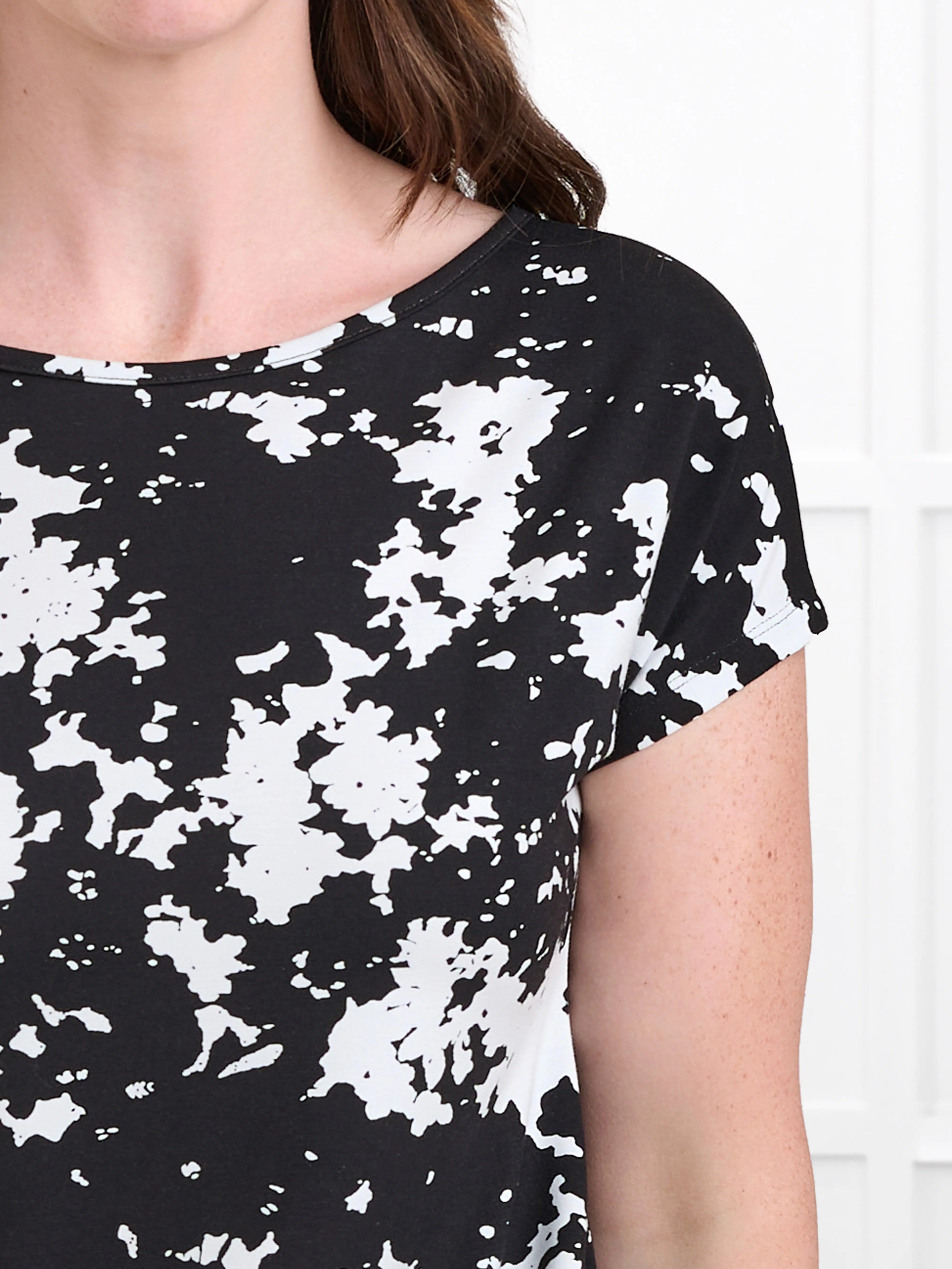 Rio reversible neckline dolman tee in Moo’d bloom