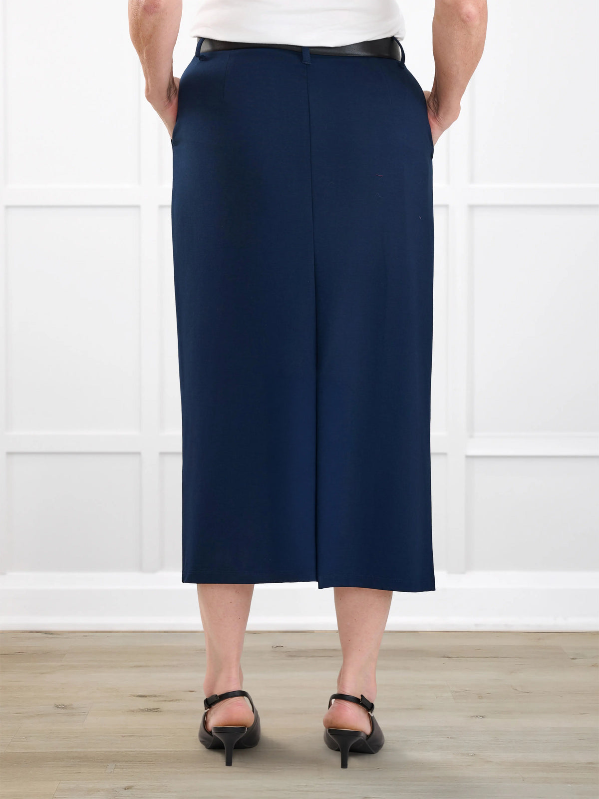 Rubina midi pencil skirt with pockets for women in Navy