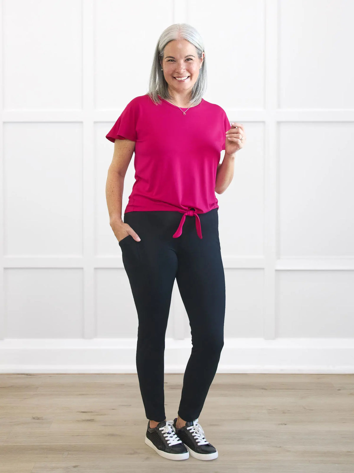 Seana high waisted pocket legging 00 in Black on model Kerri, size S @Kerri-S