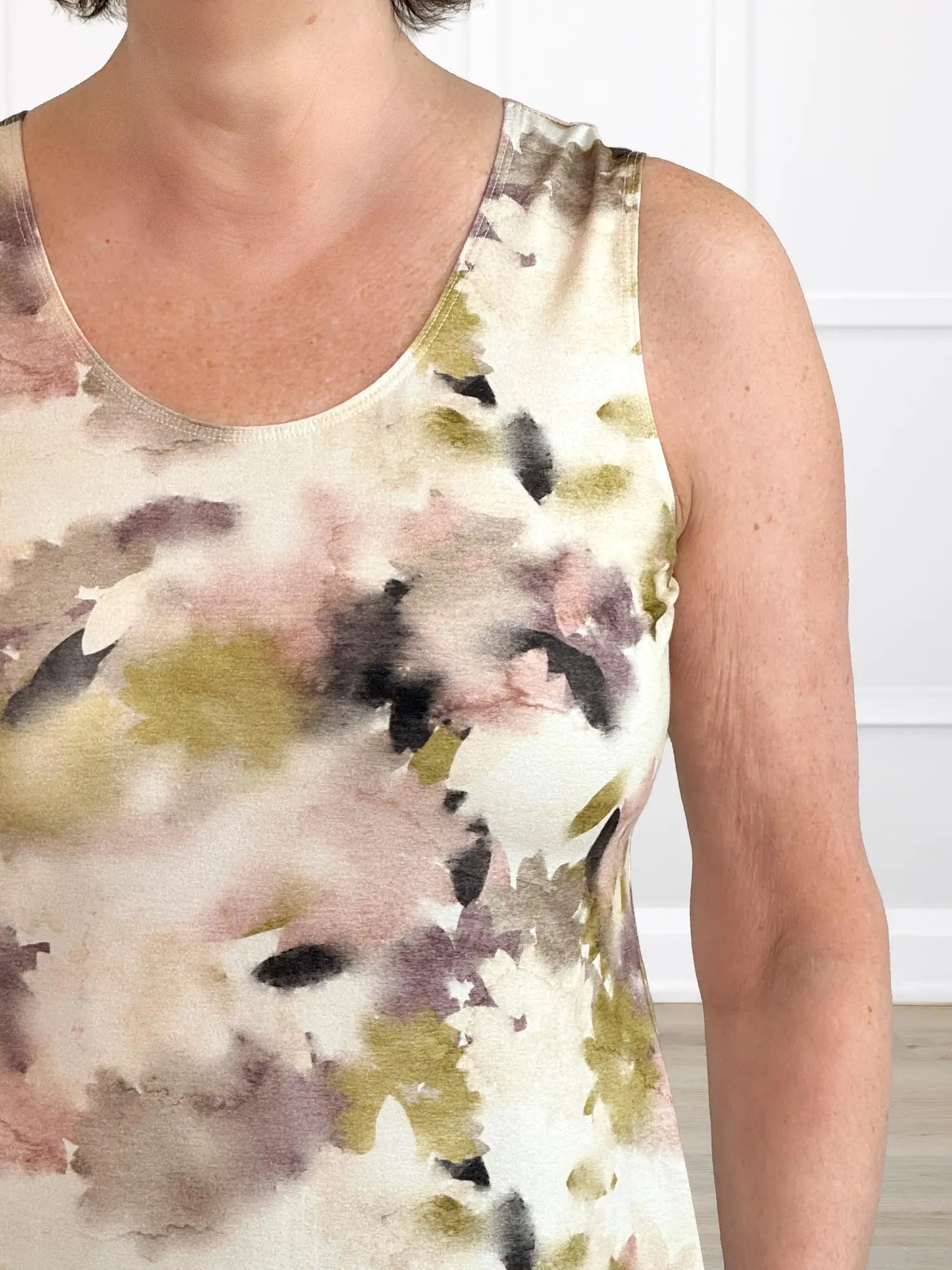 Shandra reversible neckline tank top for women in Rosewater