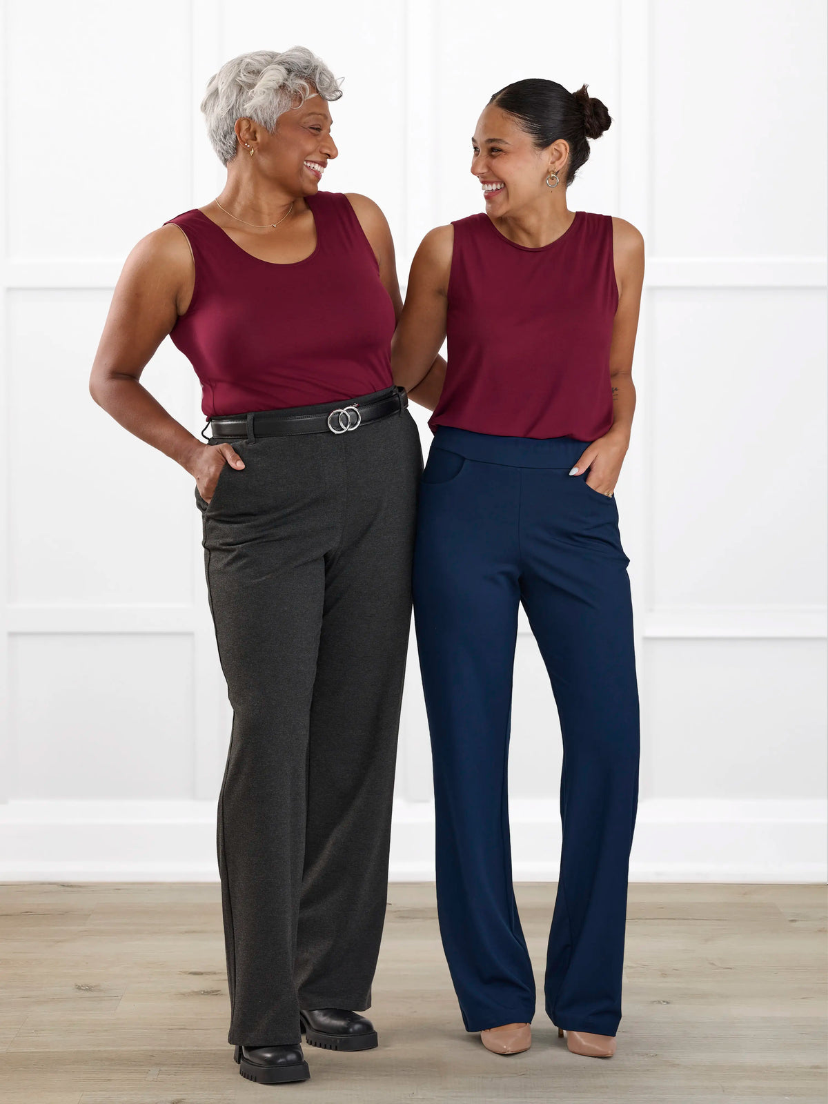Shandra reversible neckline tank top for women in Merlot