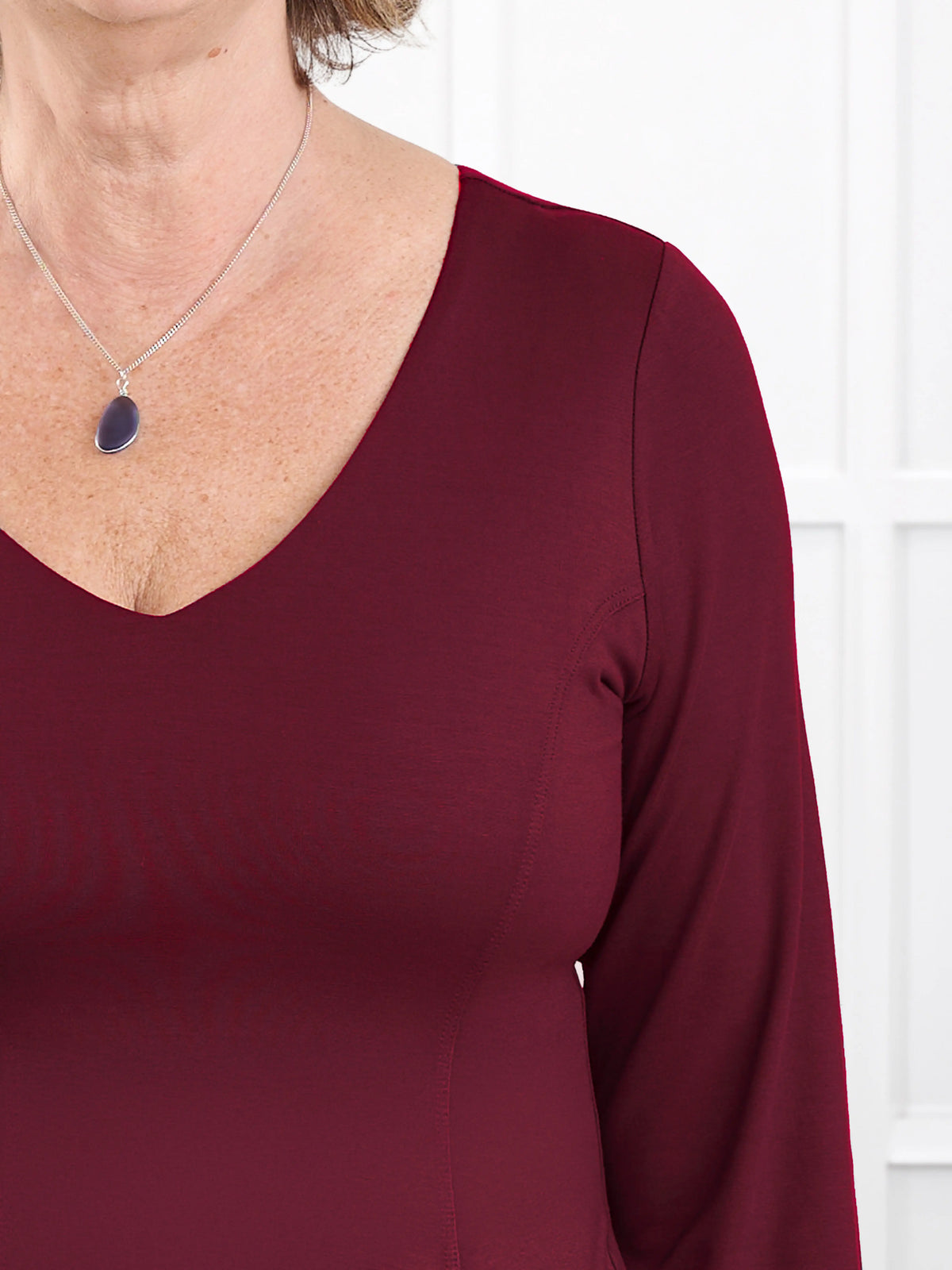 Sheera reversible neckline peplum top for women in Merlot