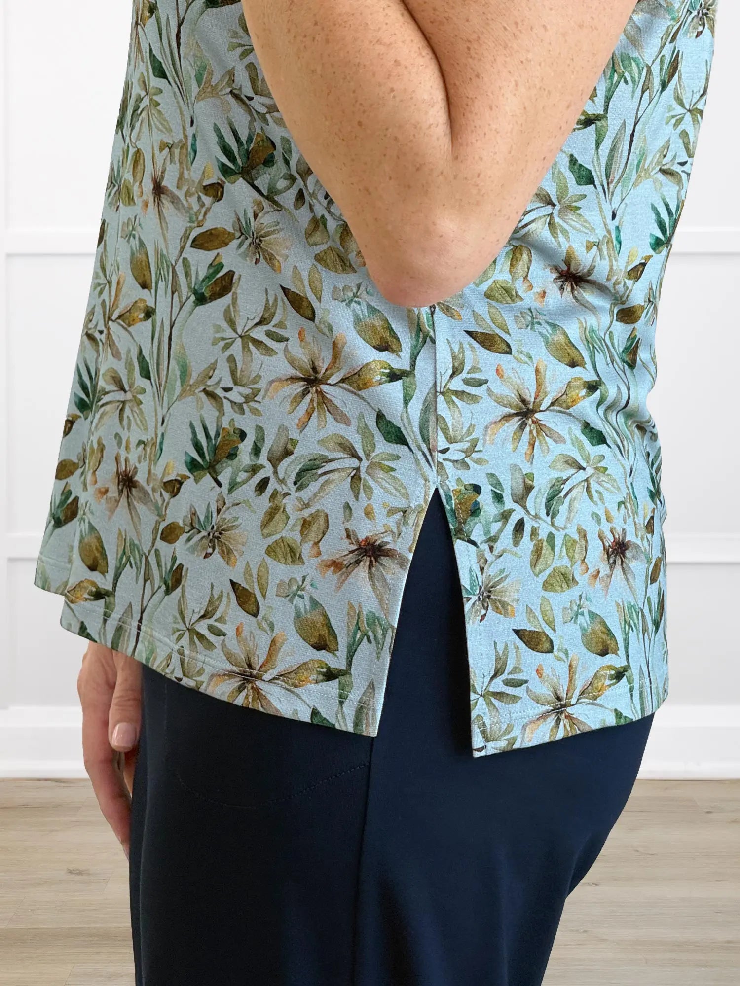 Shyanne reversible neckline side slit tank in Forest veil