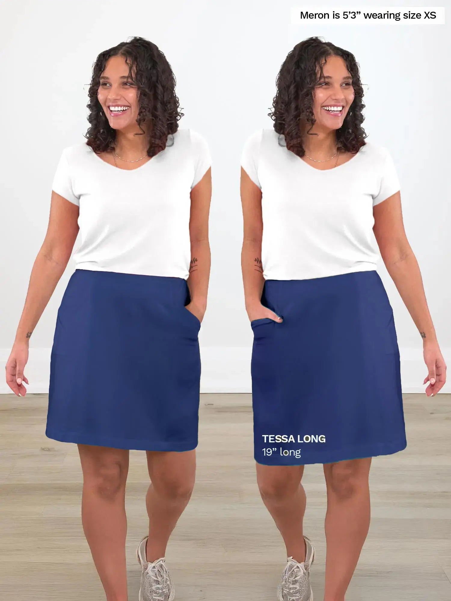 Tessa high waisted pocket skort for women in Marine blue
