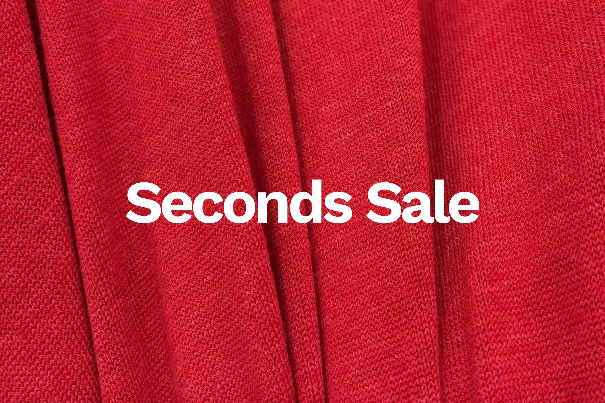 Close up of Miik's fabric with text overlay saying Seconds Sale