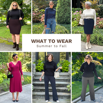 title: what to wear summer to fall over 6 images of Miik models wearing fall outfits. 