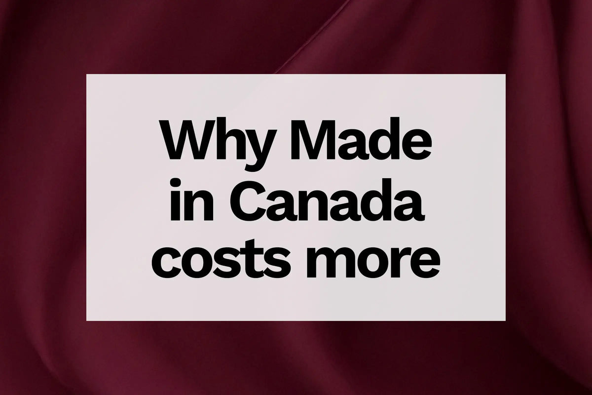 Close up of Miik fabric with text overlay: Why made in Canada costs more