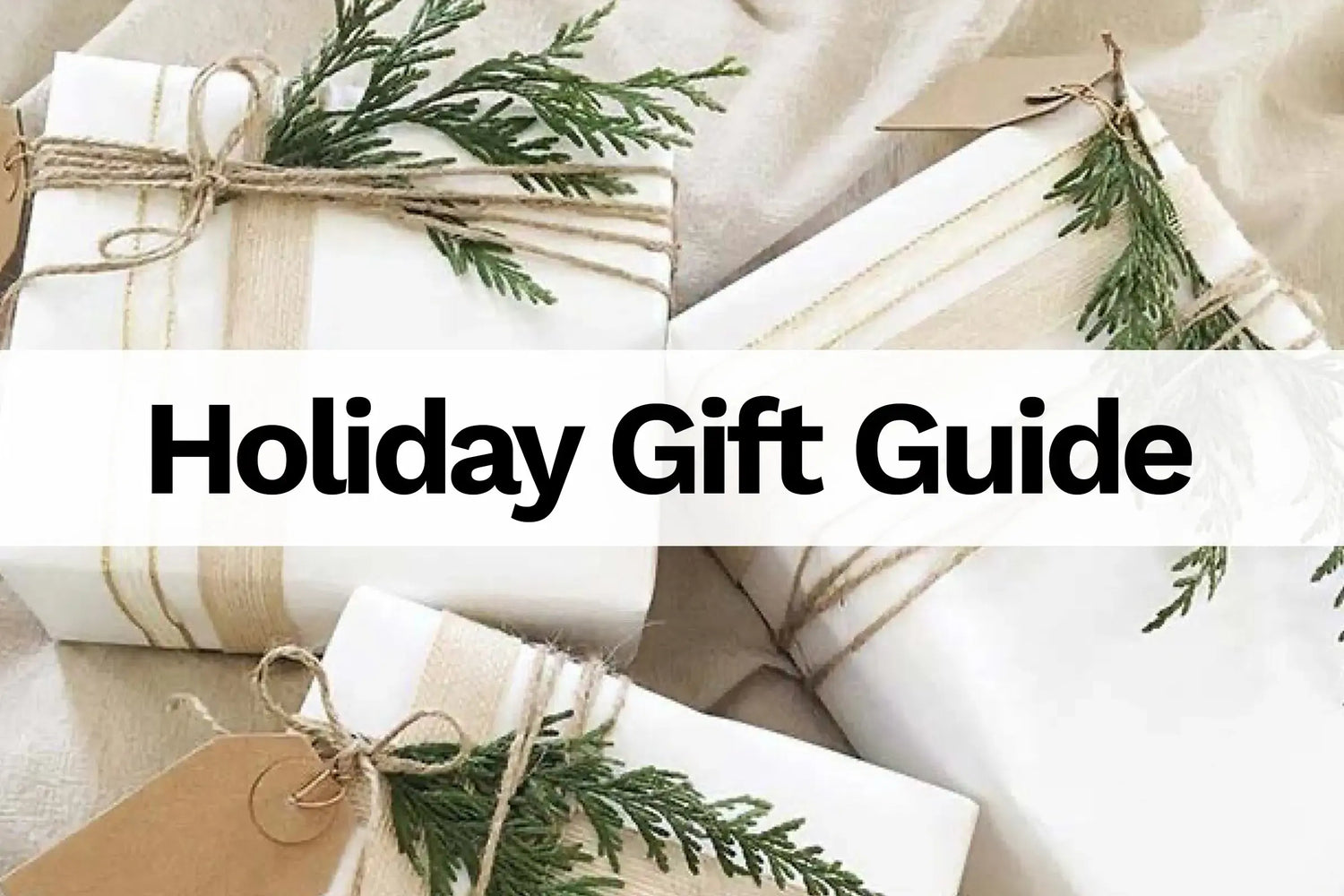Holiday presents with text overlay: Holiday Gift Guide