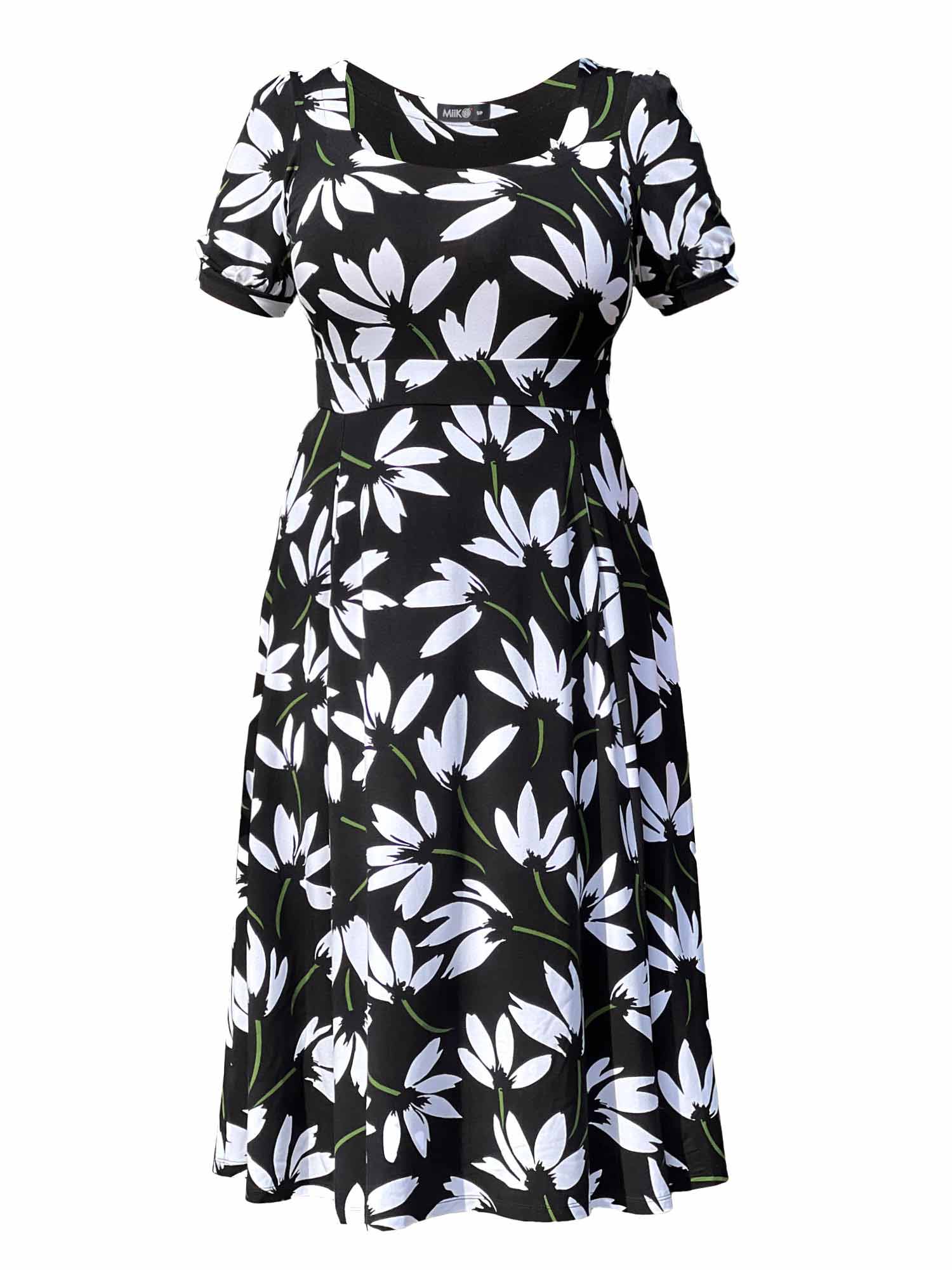Anika puff sleeve square neck midi dress Sustainable women s clothing made in Canada Miik navy large