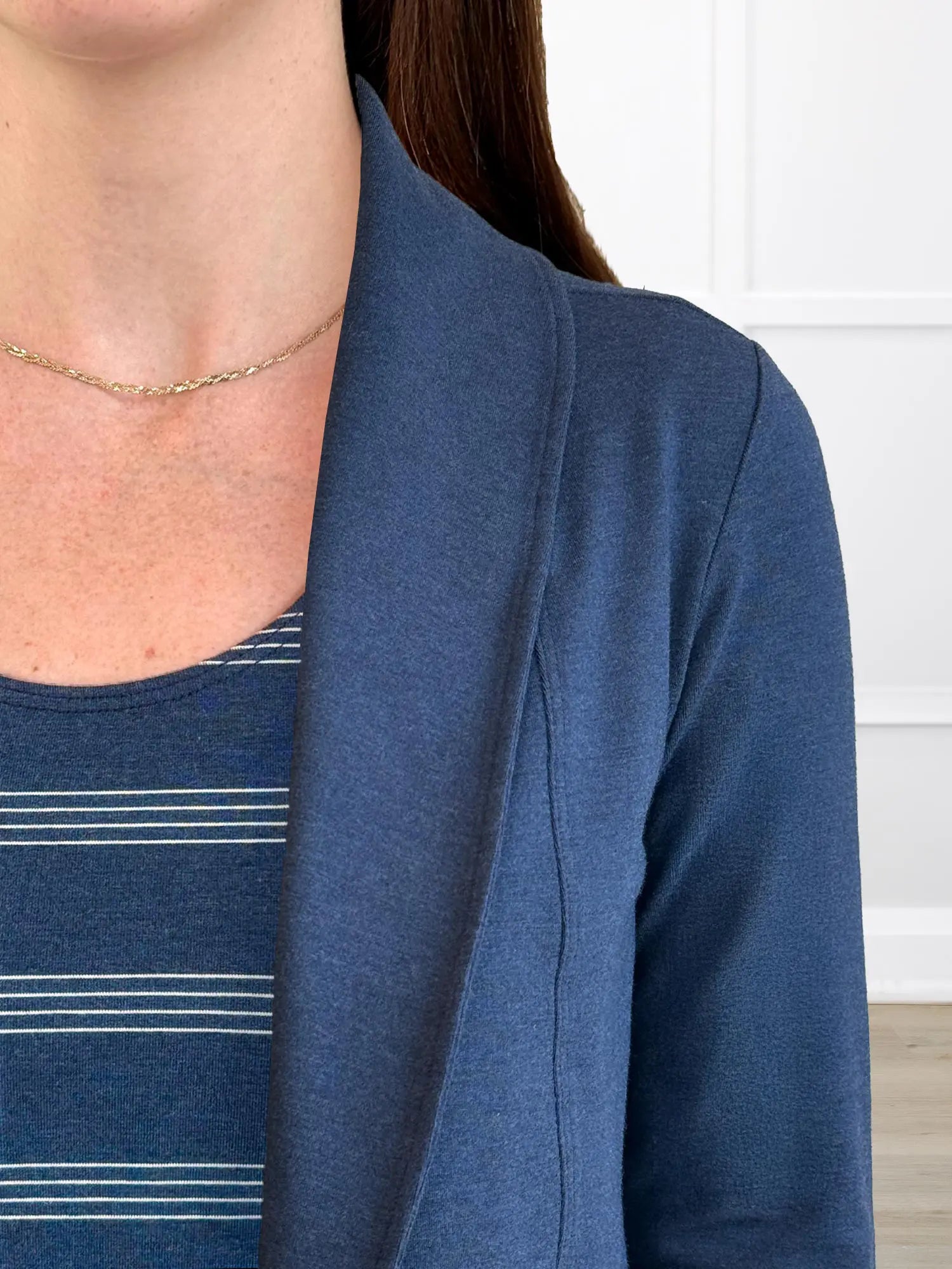 A closeup image of the neckline of Miik&