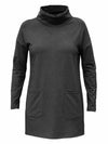 An off figure image of Miik's 		Ashanti long sleeve cowl neck pocket tunic in charcoal